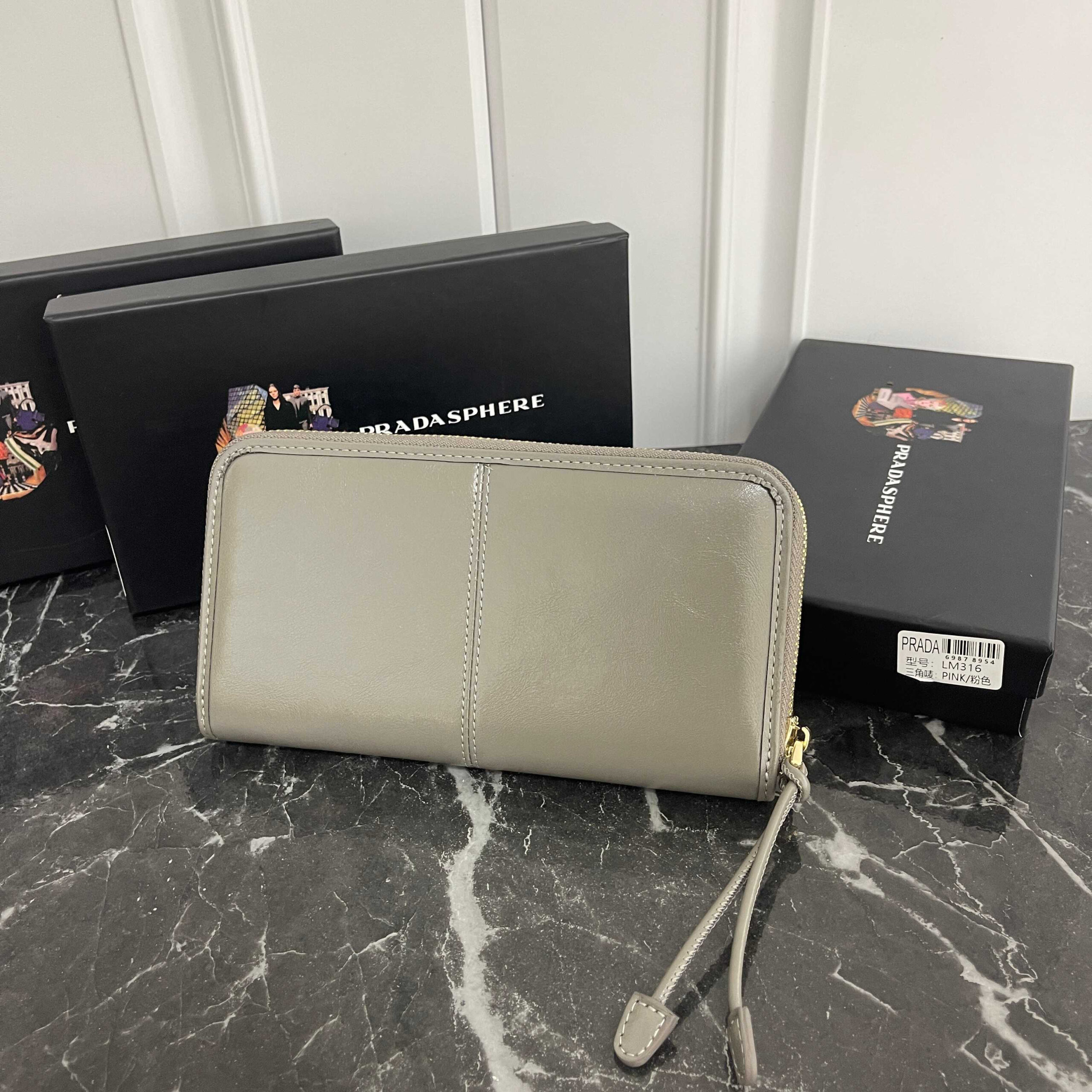 Prada Oil-Waxed Leather Wallet with Metal Triangle Logo - Image 3