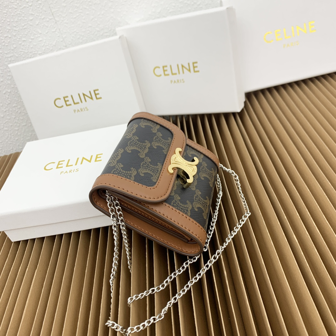 Celine Triomphe Small Embroidered Textile Wallet - Image 3