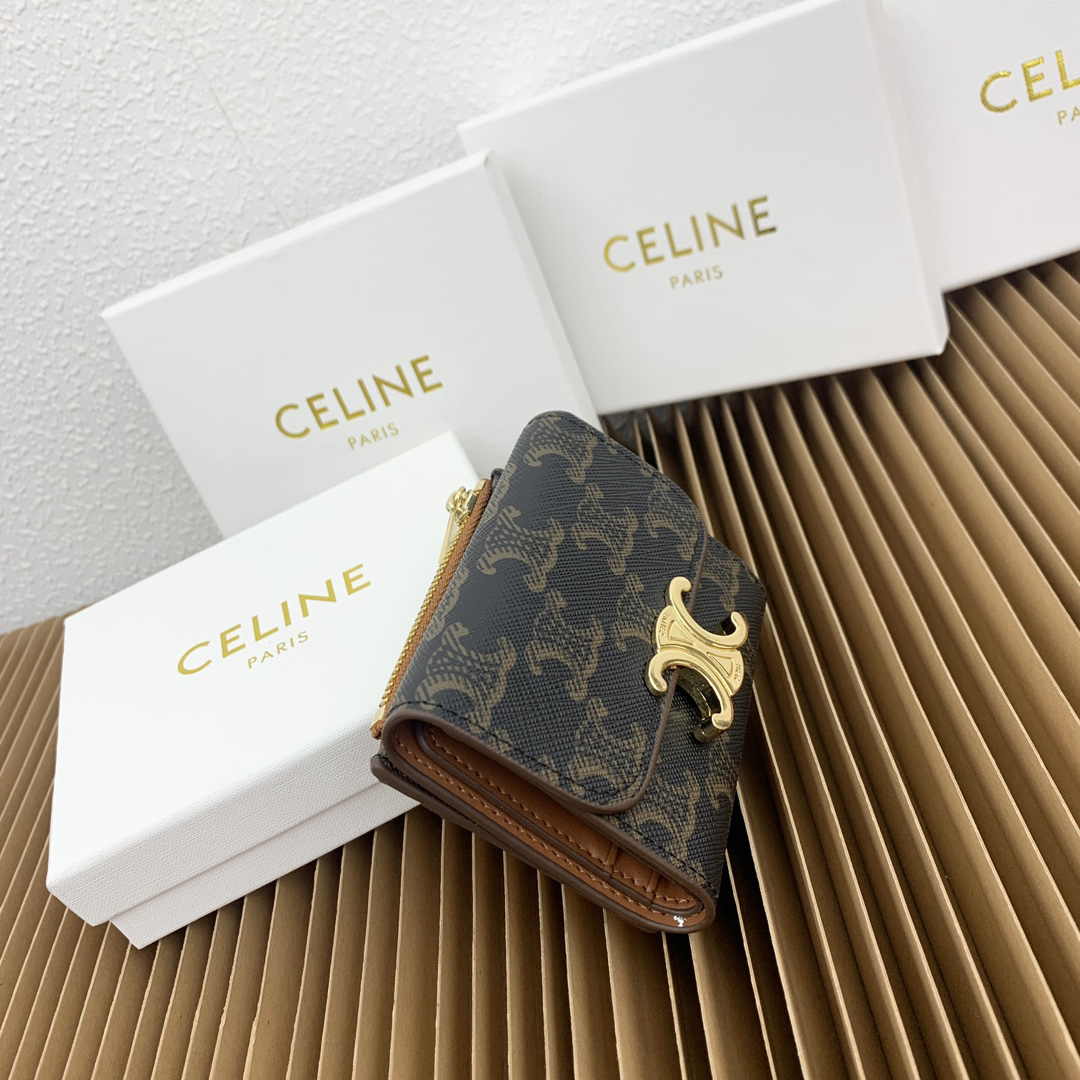 Celine Triomphe Canvas Small Leather Wallet - Image 3
