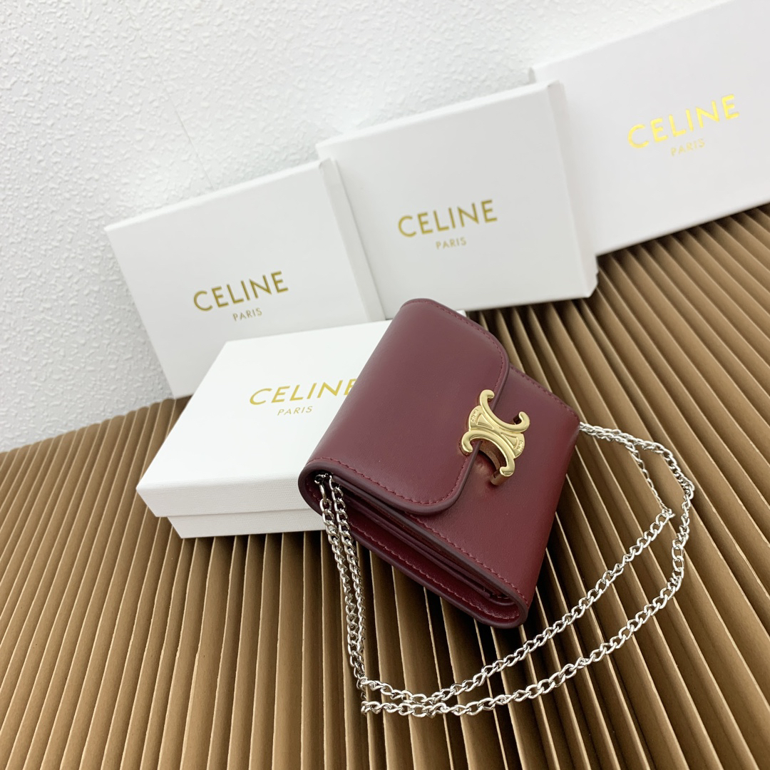CELINE Small Triomphe Leather Fold-Over Coin Purse - Image 3