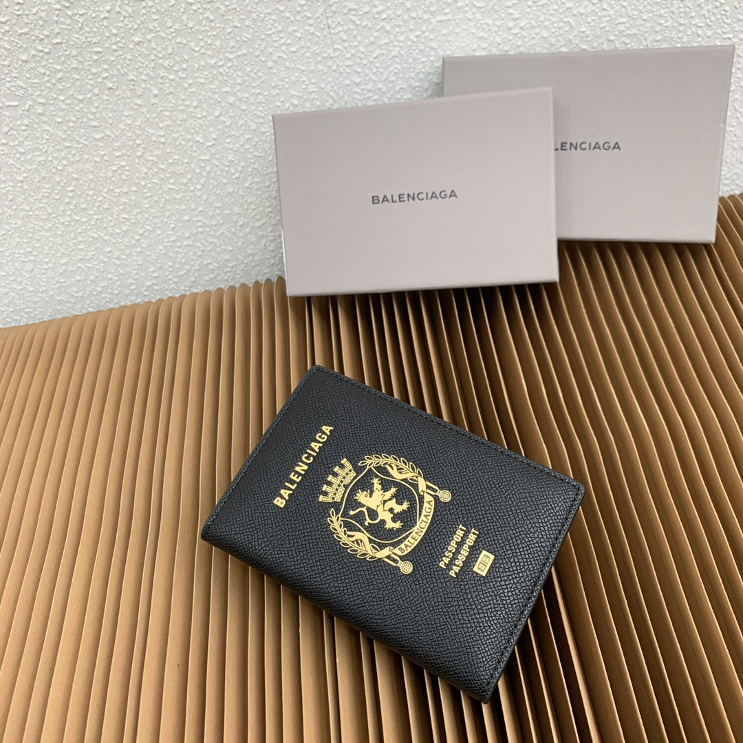 Balenciaga Black Soft Textured Calfskin Passport Holder - Image 3