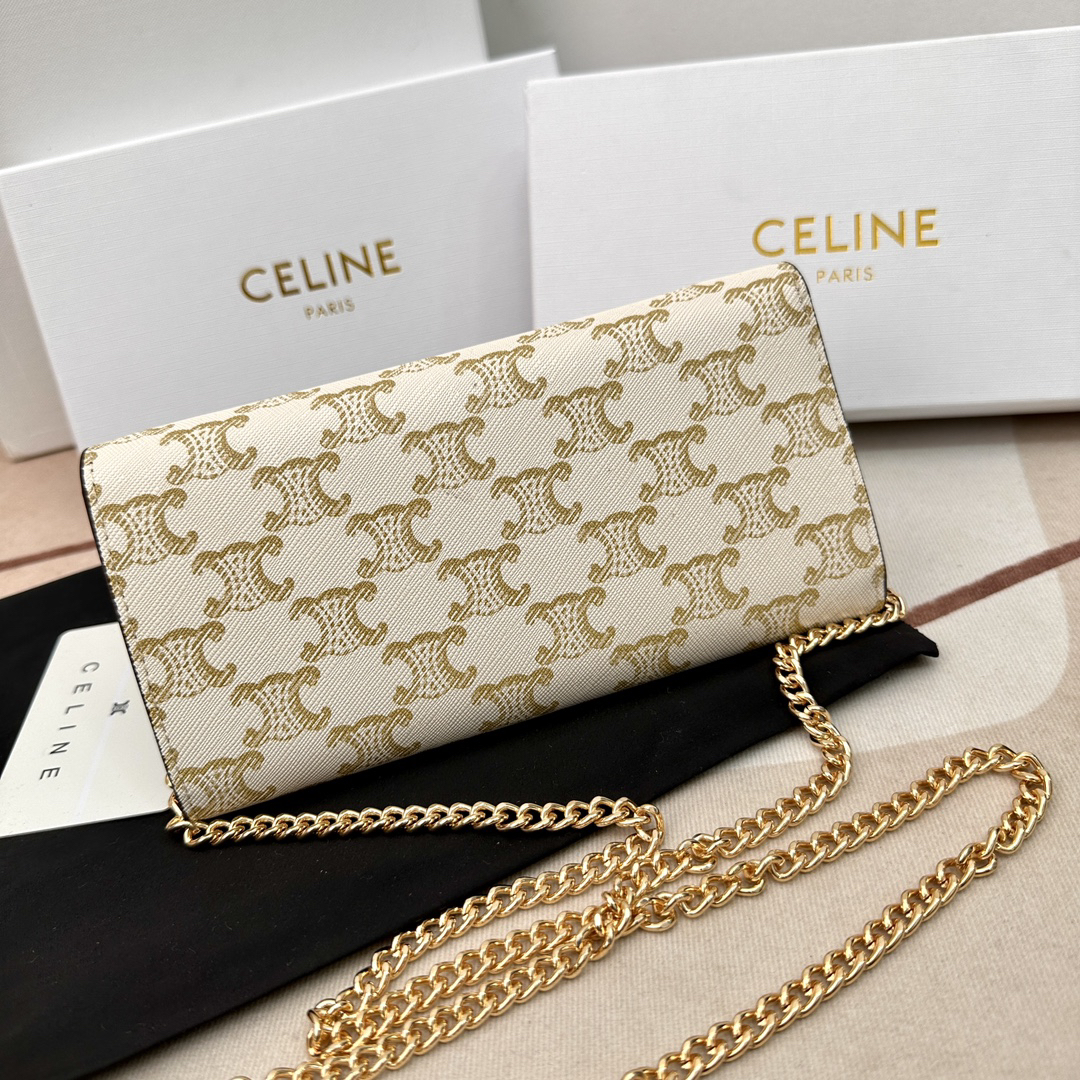 Celine Triomphe Leather Wallet with Zipper Compartment and 12 Card Slots - Image 3