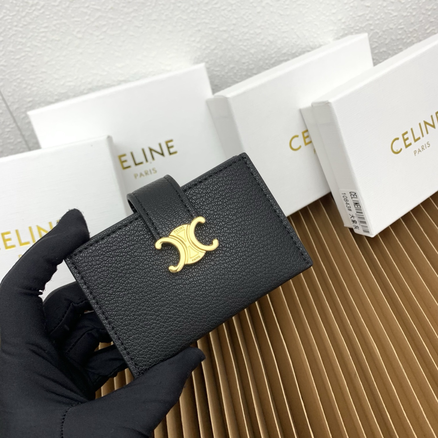 Celine Accordéon Triomphe Leather Card Holder - Image 3
