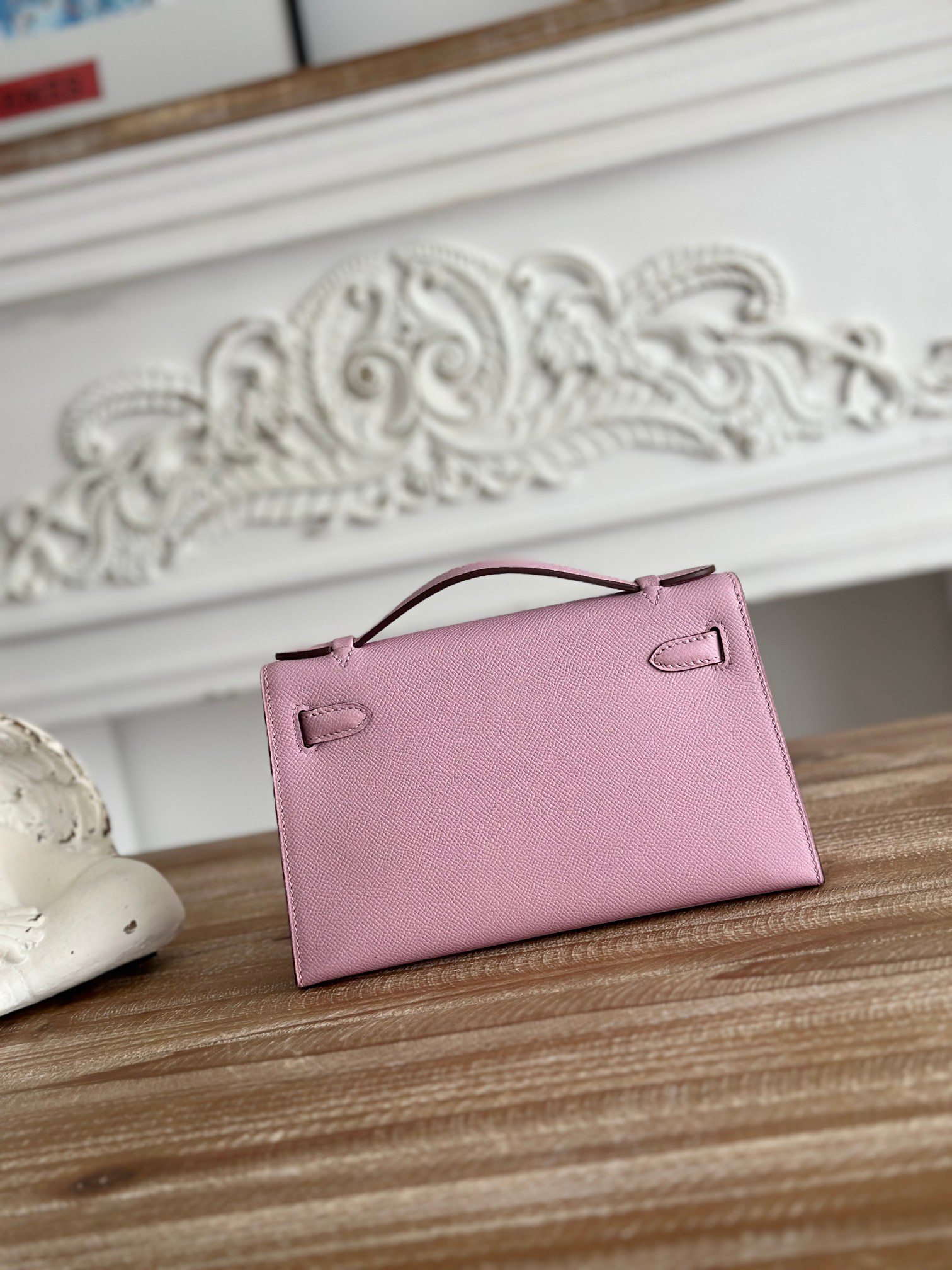 Hermes Kelly Mini Pochette Handbag in Purple Epsom Leather - Image 3