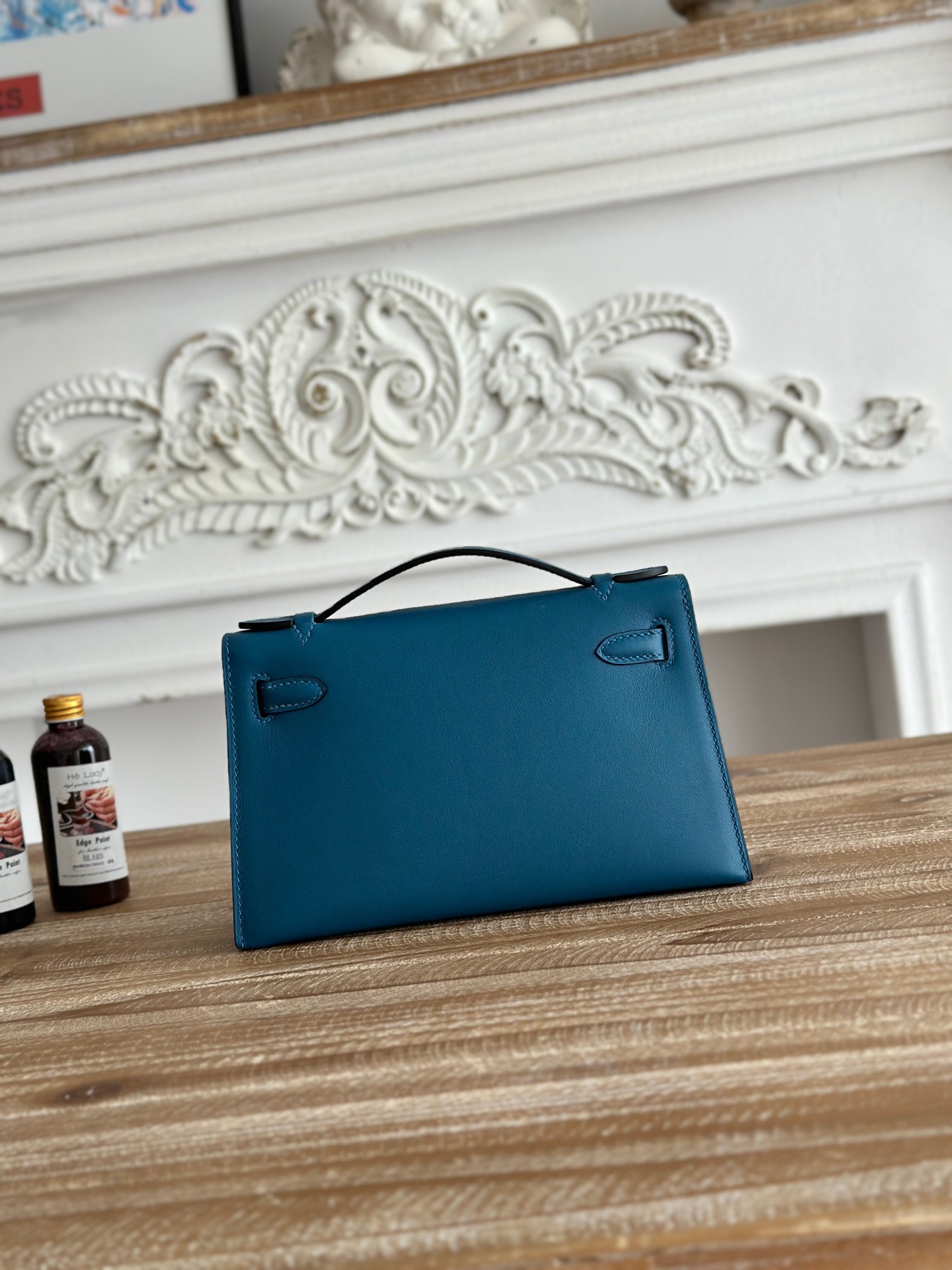 Kelly Mini Pouchette Handbag in Agate Blue - Image 3
