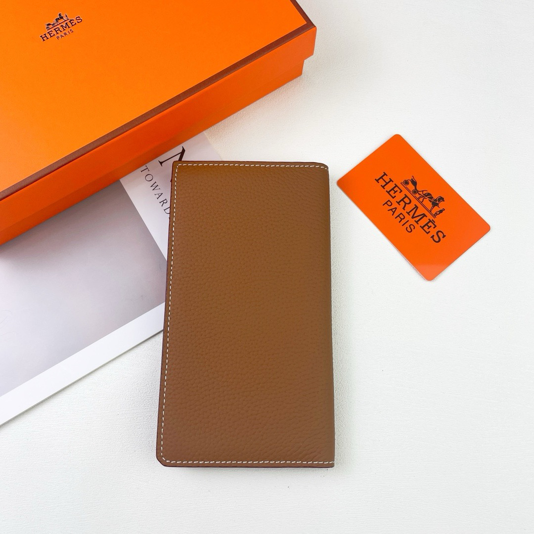 Hermes Evercolor Small Calfskin Long Wallet with Contrasting Horse Stitching - Image 3