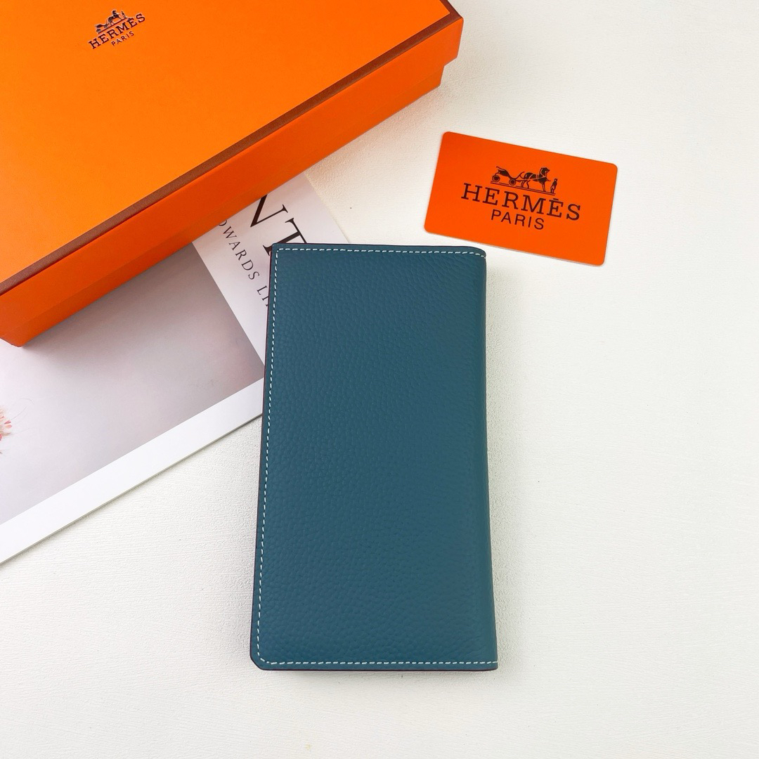 Hermès Evercolor Calfskin Long Wallet with Contrasting Saddle Stitching - Image 3