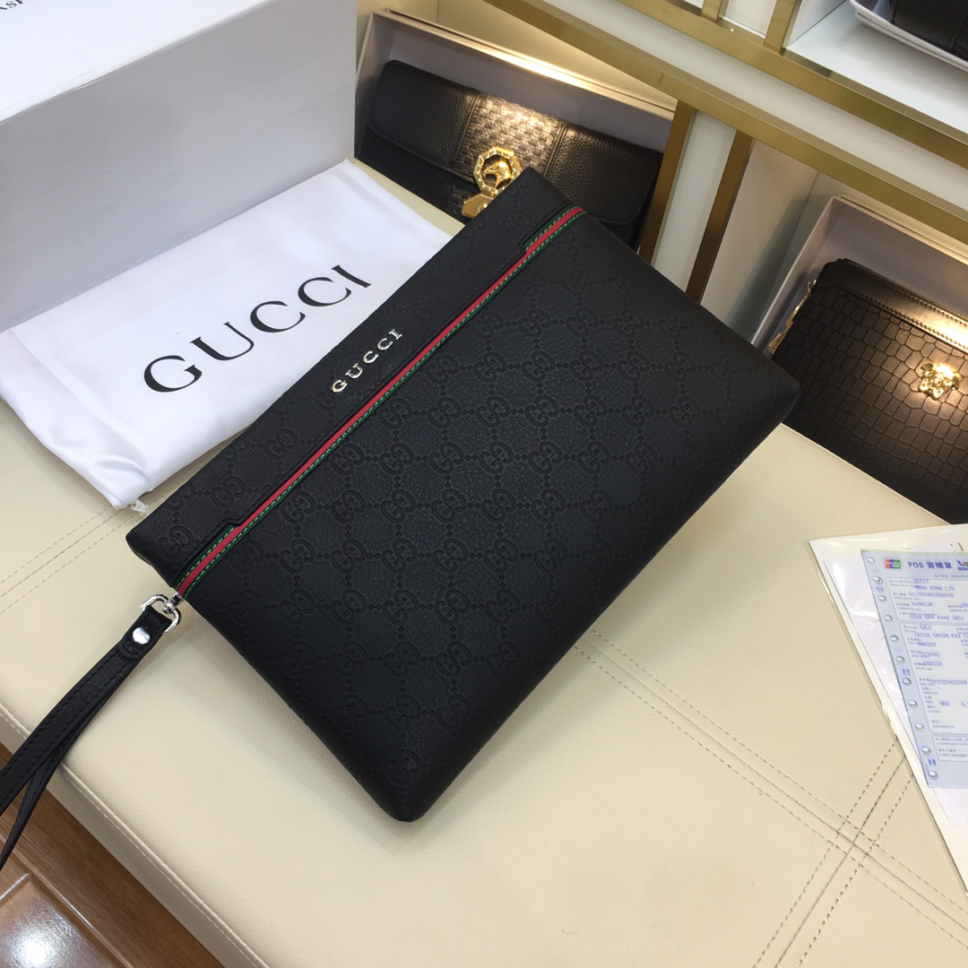 Gucci Men's Leather Clutch Bag, Model 66483-4, Tan - Image 4