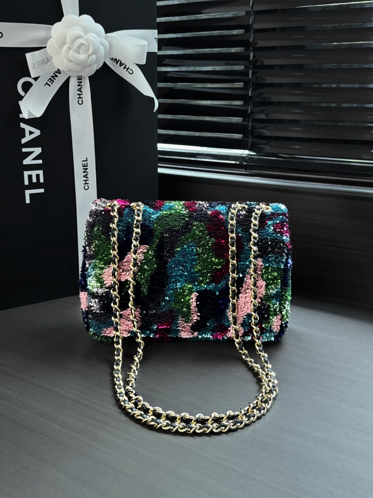 Chanel Classic Flap Sequin Beaded SO BLACK Evening Bag - Image 4