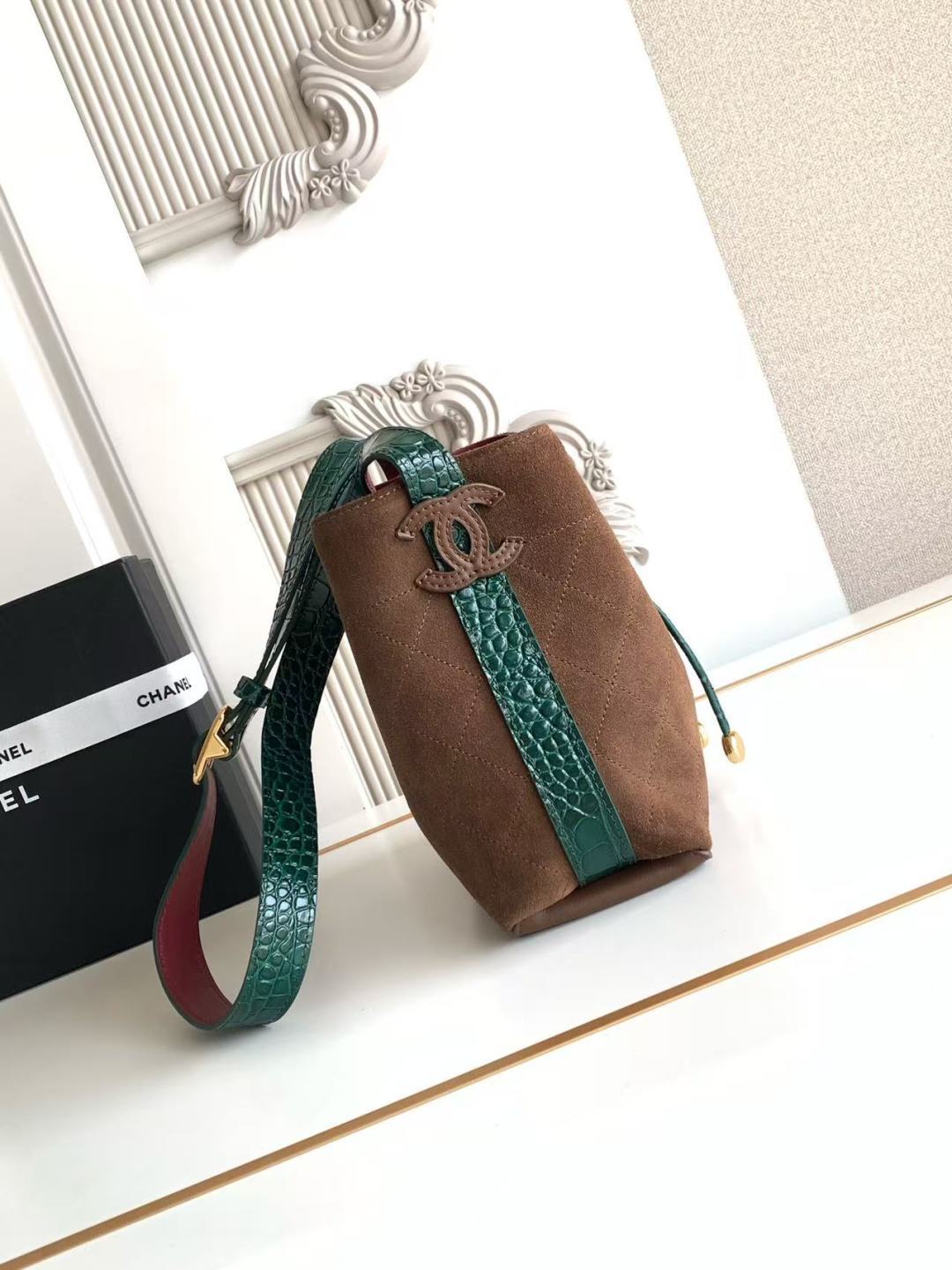 Chanel 26B AS6537 Small Calfskin Bucket Crossbody Bag - Image 4