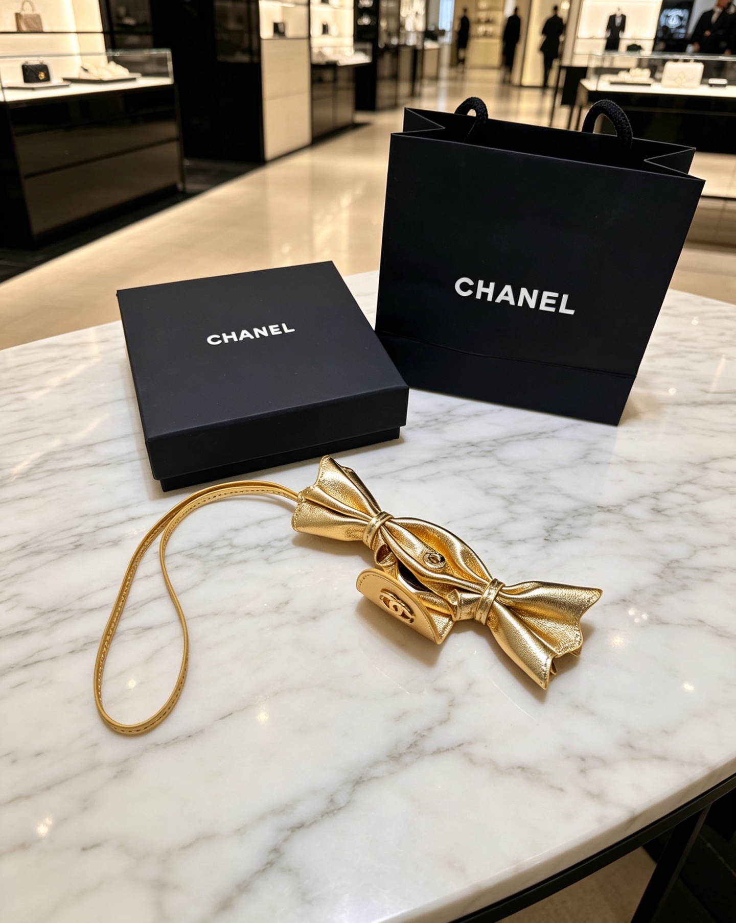 Chanel Gold-Tone Candy Charm Key Holder in Vintage Red Lambskin - Image 4
