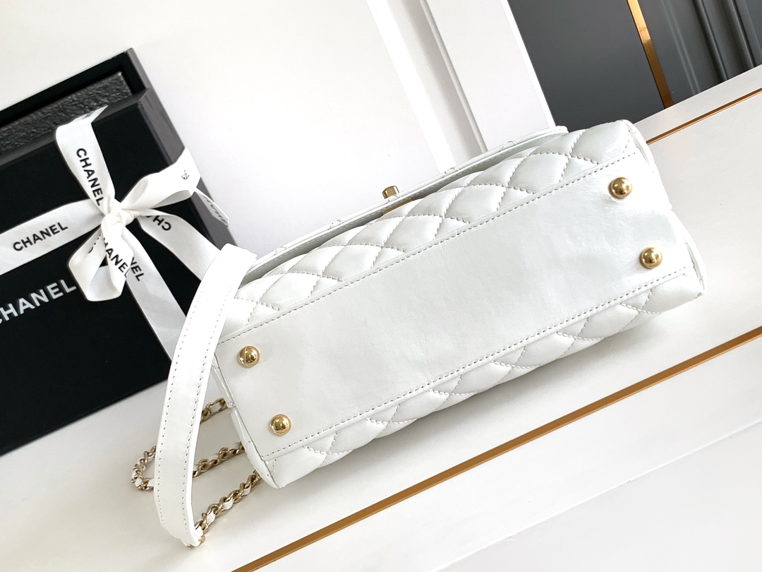 Chanel Coco Handle Small White Handbag - Image 4