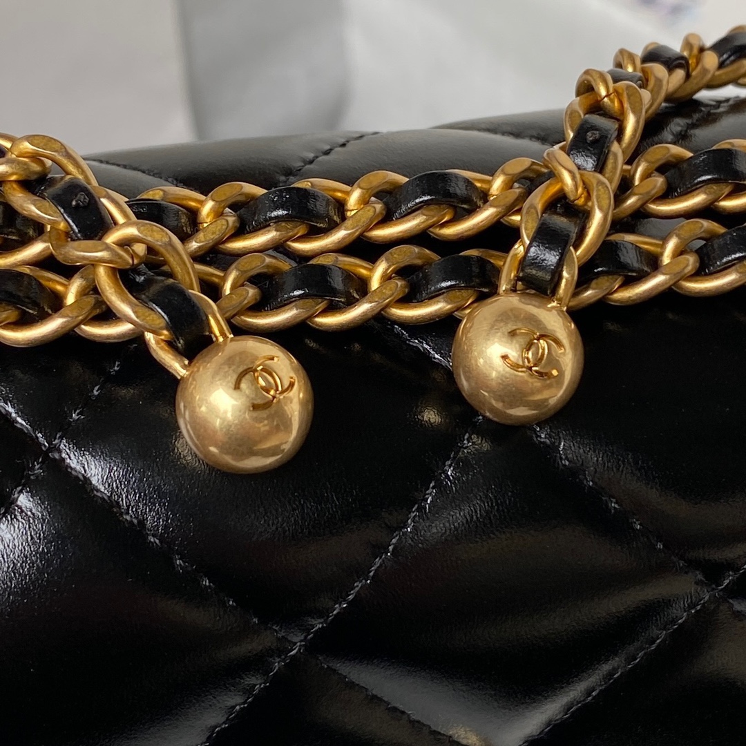 Mini Leather Double-Ball Chain Crossbody Bag - Image 4