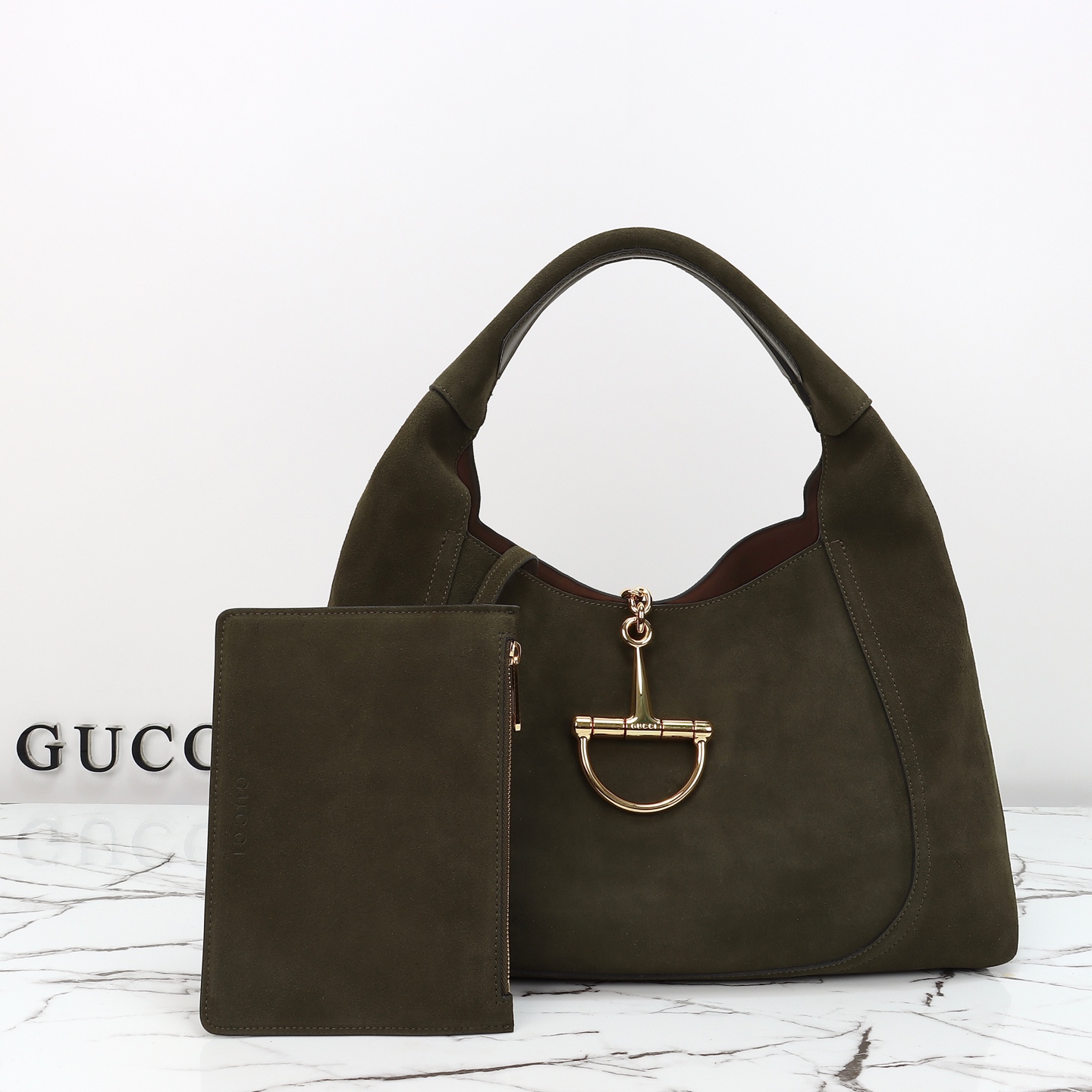 Gucci Model 837466 Forest Green Suede Bag - Image 4