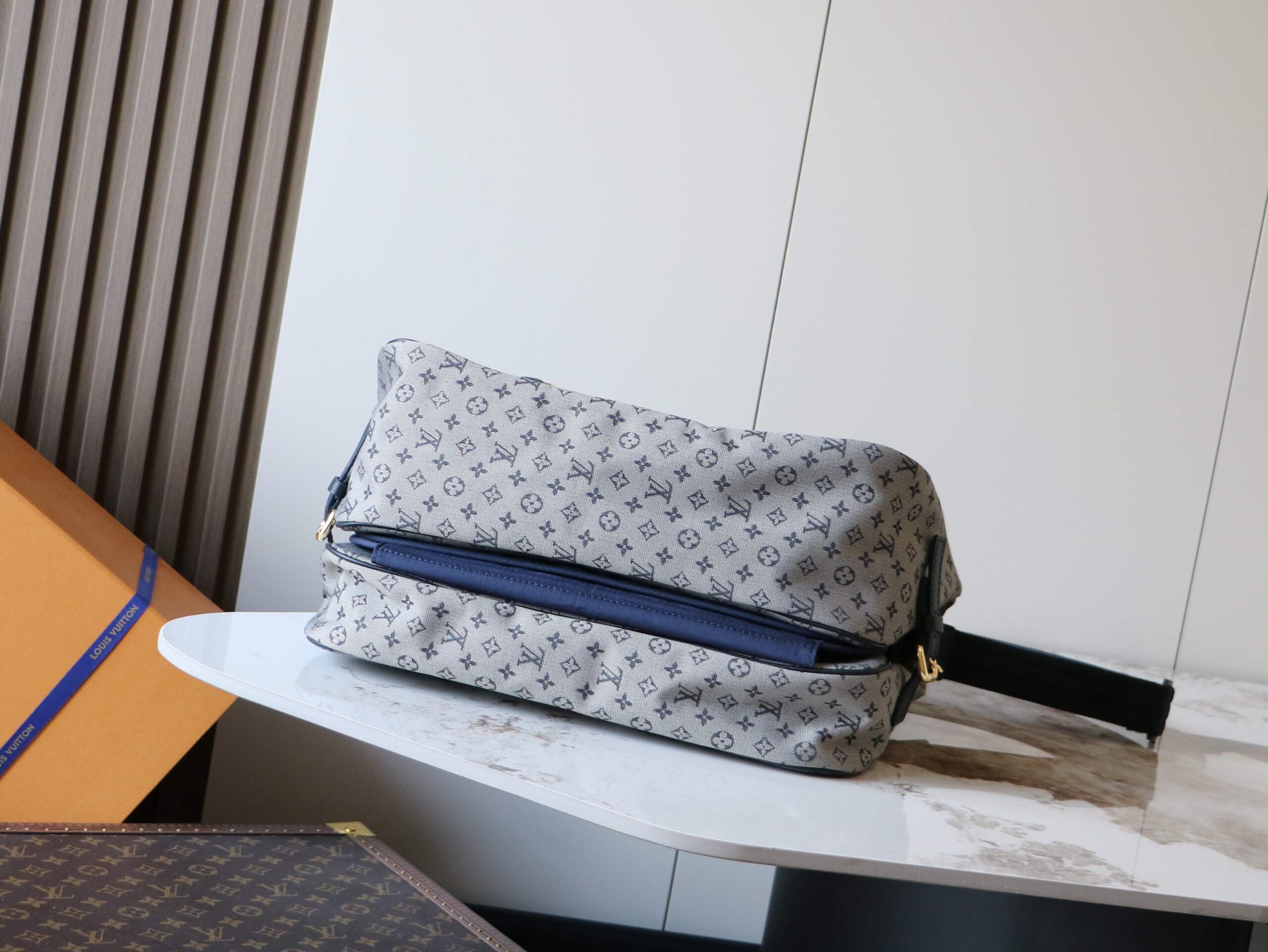 Louis Vuitton Saumur Crossbody Bag in Monogram Denim, M42352 Dark Blue - Image 4