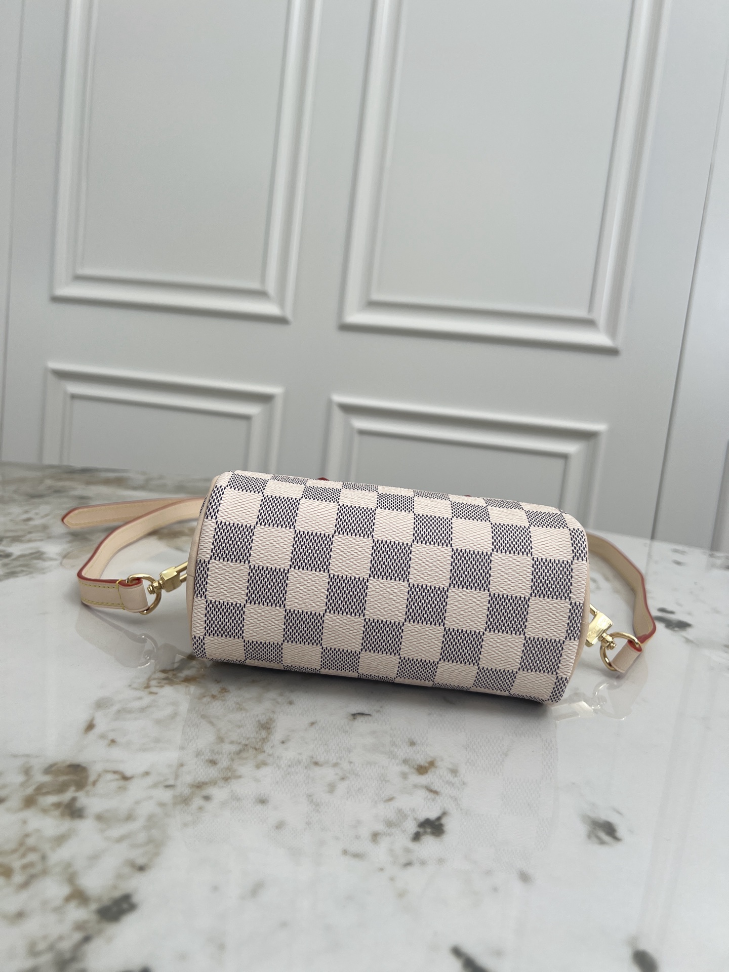 Louis Vuitton Nano Speedy Handbag in Damier Azur Coated Canvas - Image 4