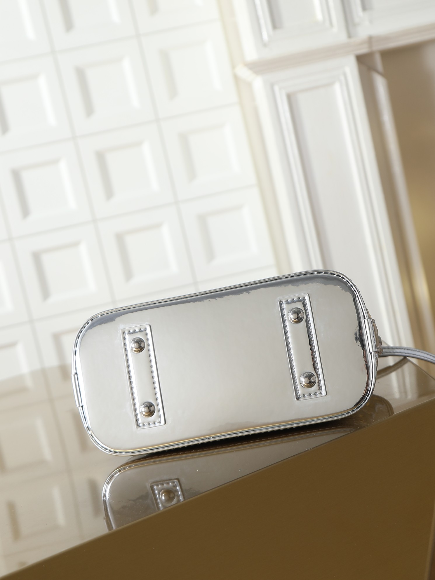Louis Vuitton Alma BB Handbag in Silver Monogram Miroir - Image 4