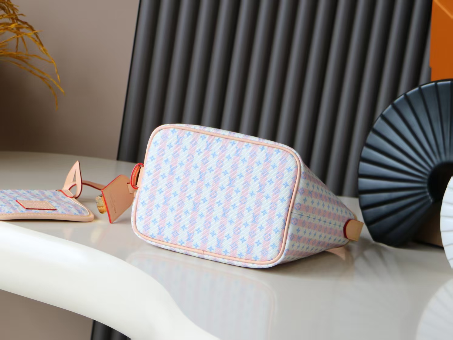 Louis Vuitton All In BB Bucket Handbag M29115 in Pink Striped Monogram Canvas - Image 4