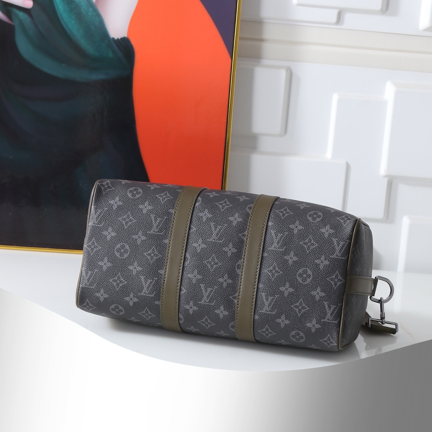 Louis Vuitton Keepall Bandouliere 35 Travel Bag in Monogram Eclipse Canvas - Image 4