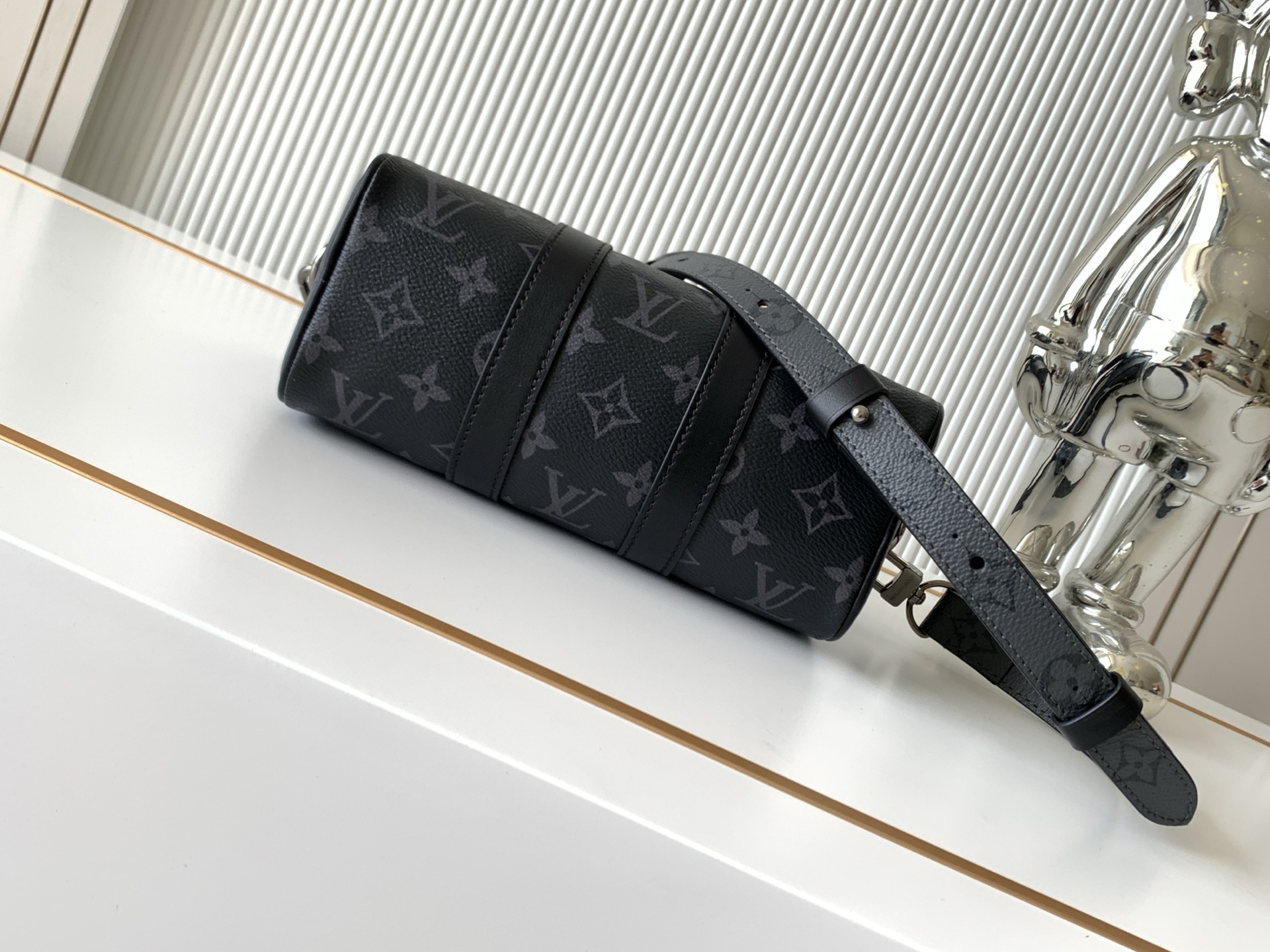 Louis Vuitton Keepall Travel Bag in Monogram Eclipse Reverse Canvas - Image 4