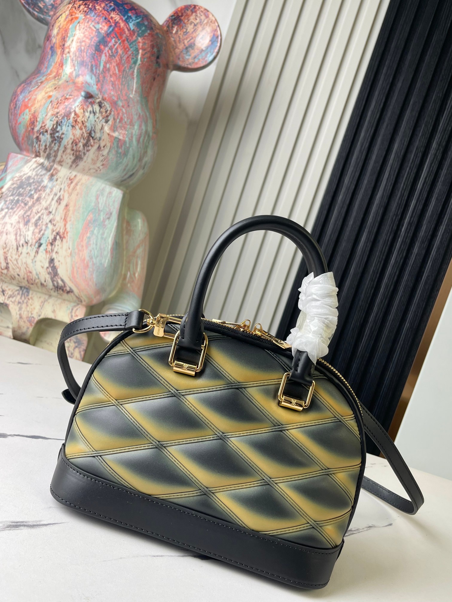 Louis Vuitton Alma BB Gradient Diamond-Quilted Leather Handbag - Image 4