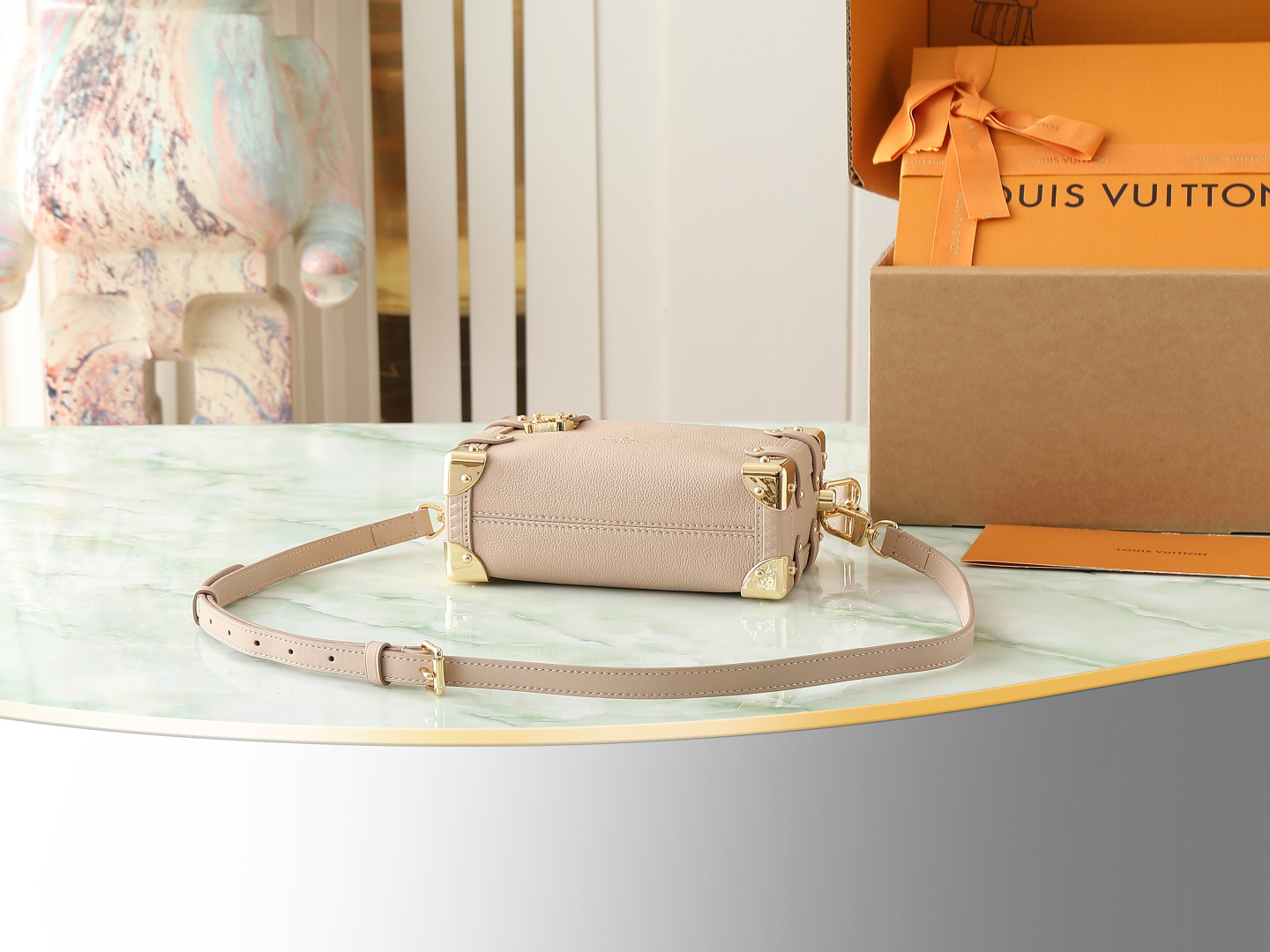 Louis Vuitton Side Trunk PM Small Crossbody Bag in Beige Leather - Image 4