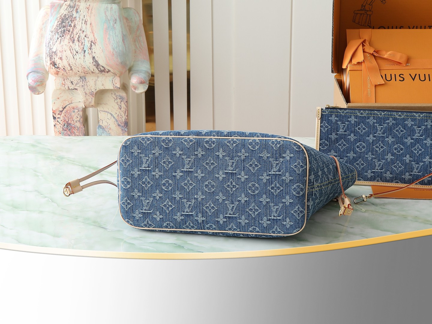 Louis Vuitton Neverfull MM Denim Monogram Tote Bag - Image 4