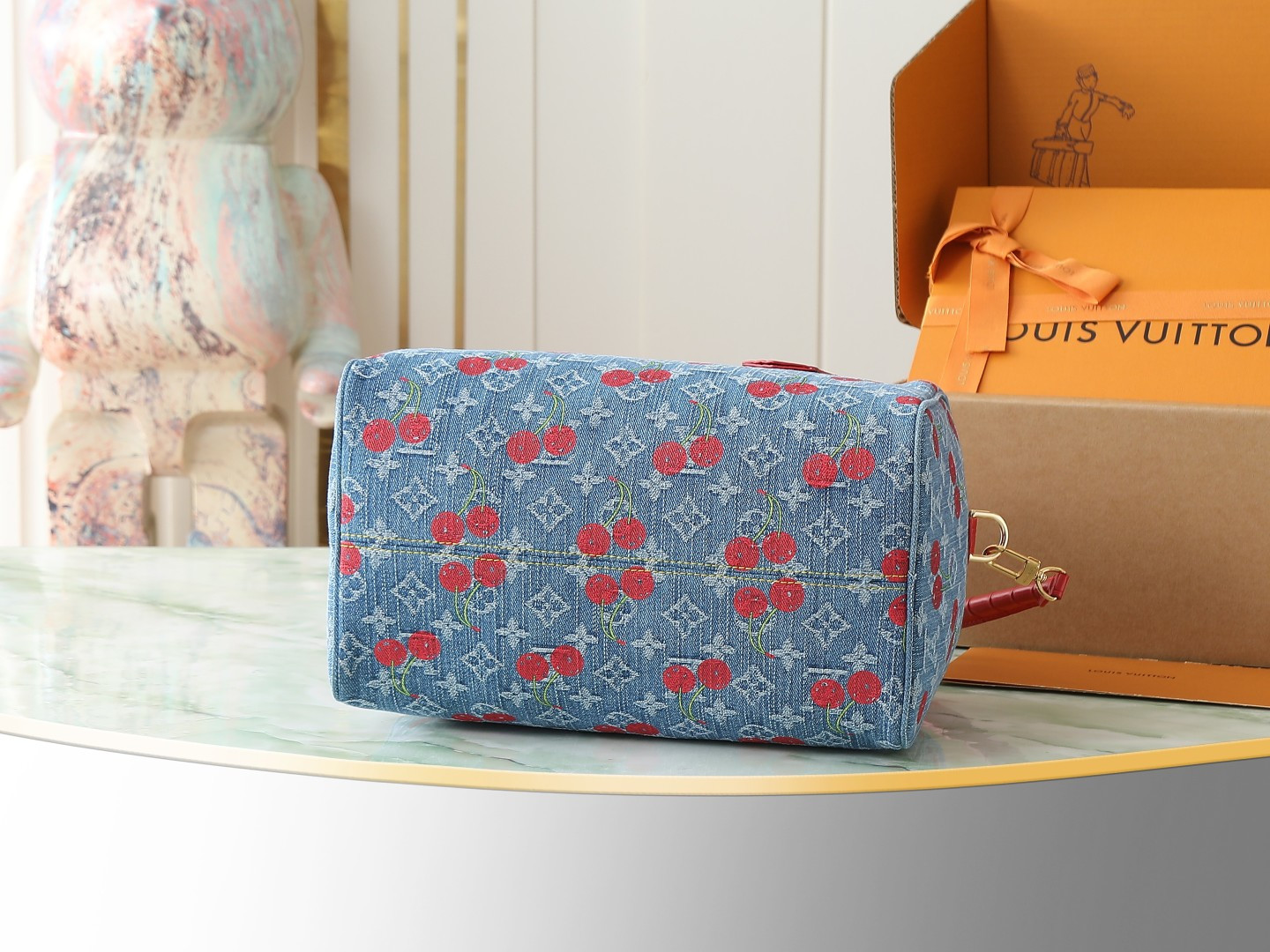 Louis Vuitton x Murakami Speedy Soft 30 Handbag - Monogram Denim - Image 4