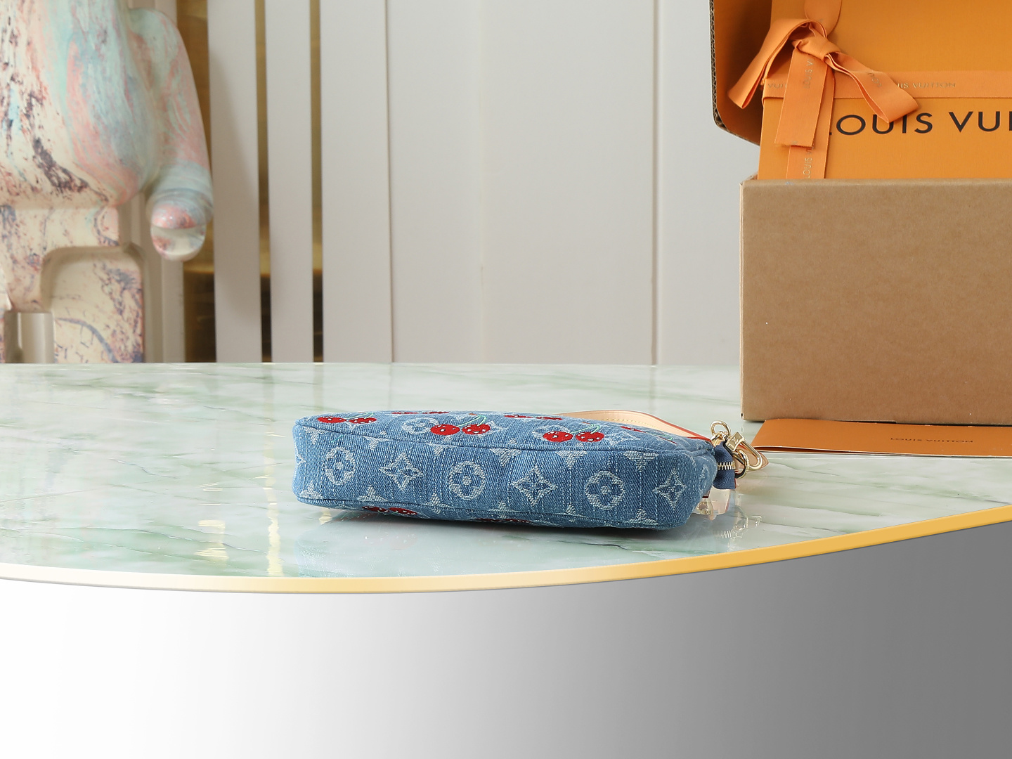 Louis Vuitton x Takashi Murakami Pochette Accessoires Denim Shoulder Bag - Image 4