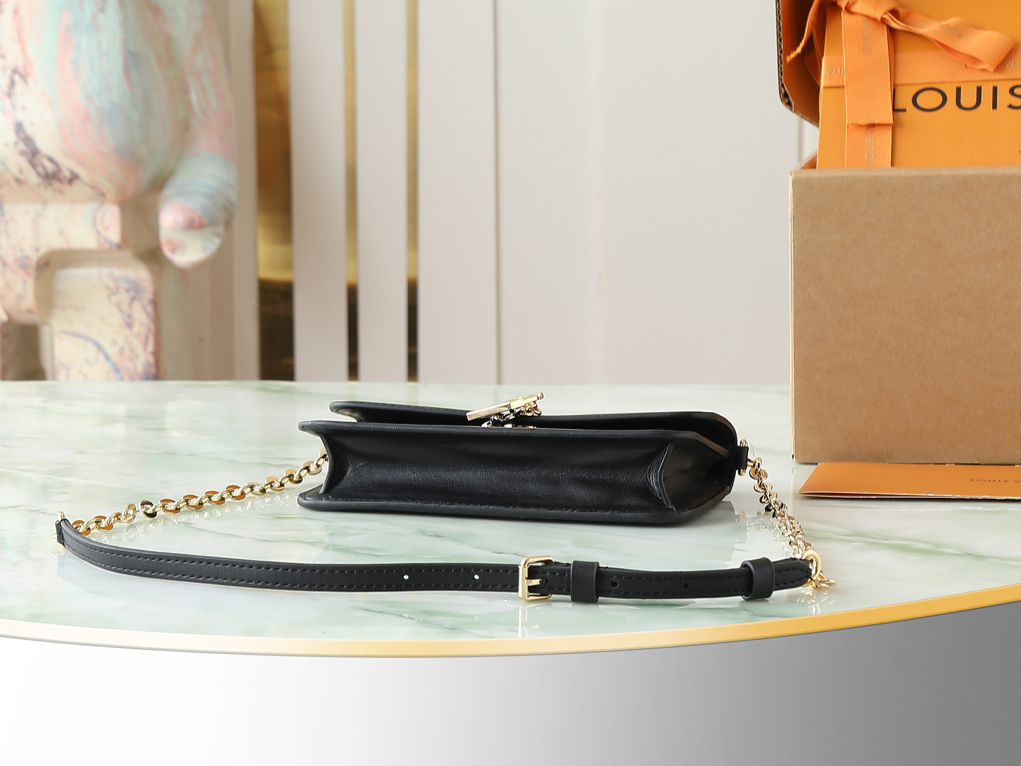 Louis Vuitton LV Bloom Wallet on Chain Bag in Black Leather - Image 4