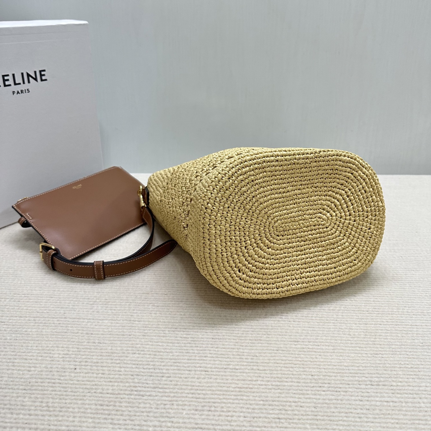 Celine Louise Large Raffia Woven Bucket Bag - Image 4