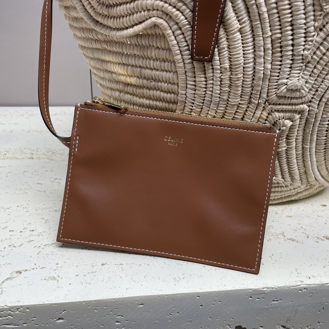 TRIOME Classic Small Woven Tote Bag in Tan - Image 4