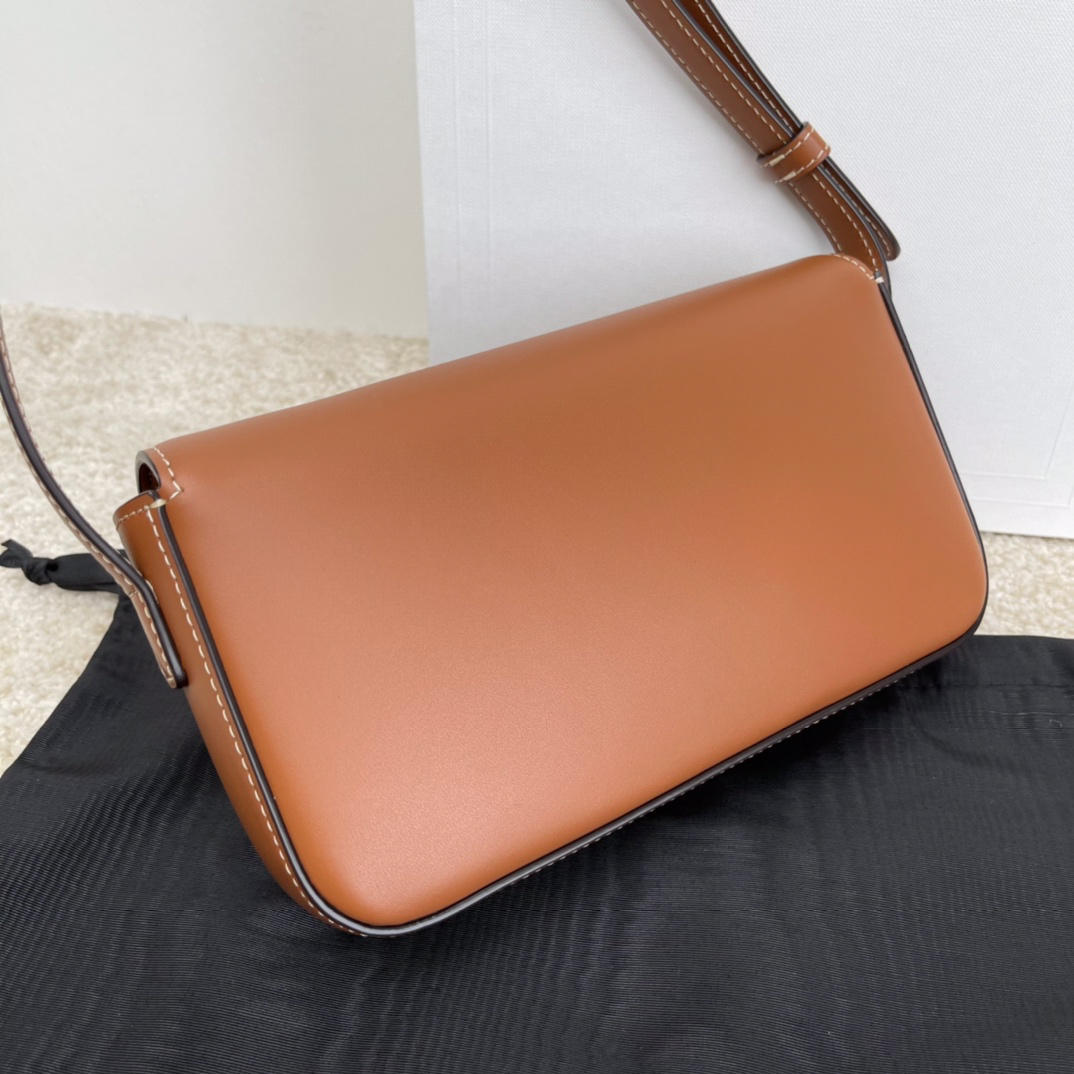 TRIOME Tan Cowhide Leather Shoulder Bag with Hand-Rubbed Texture - Image 4
