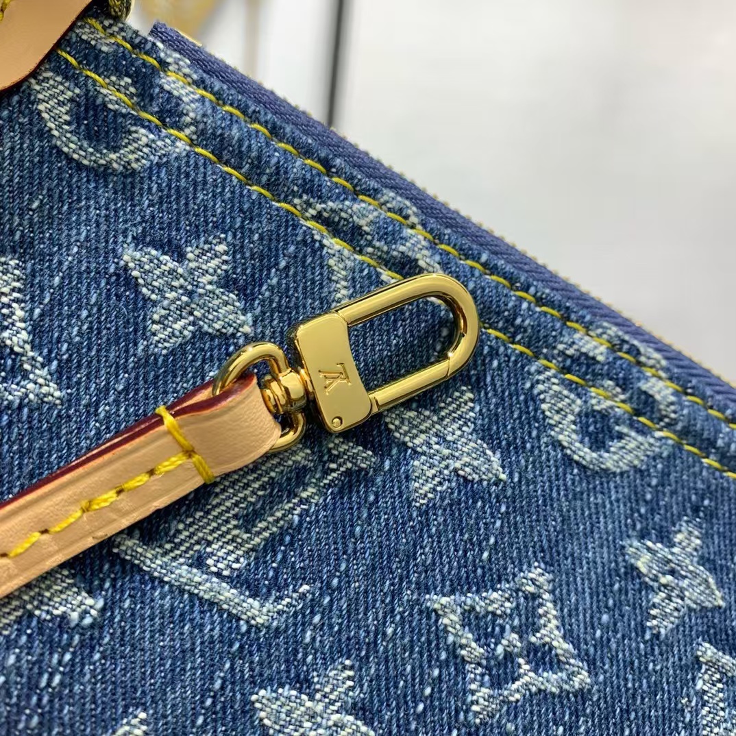 Louis Vuitton Neverfull MM Monogram Denim Tote Bag - Image 4