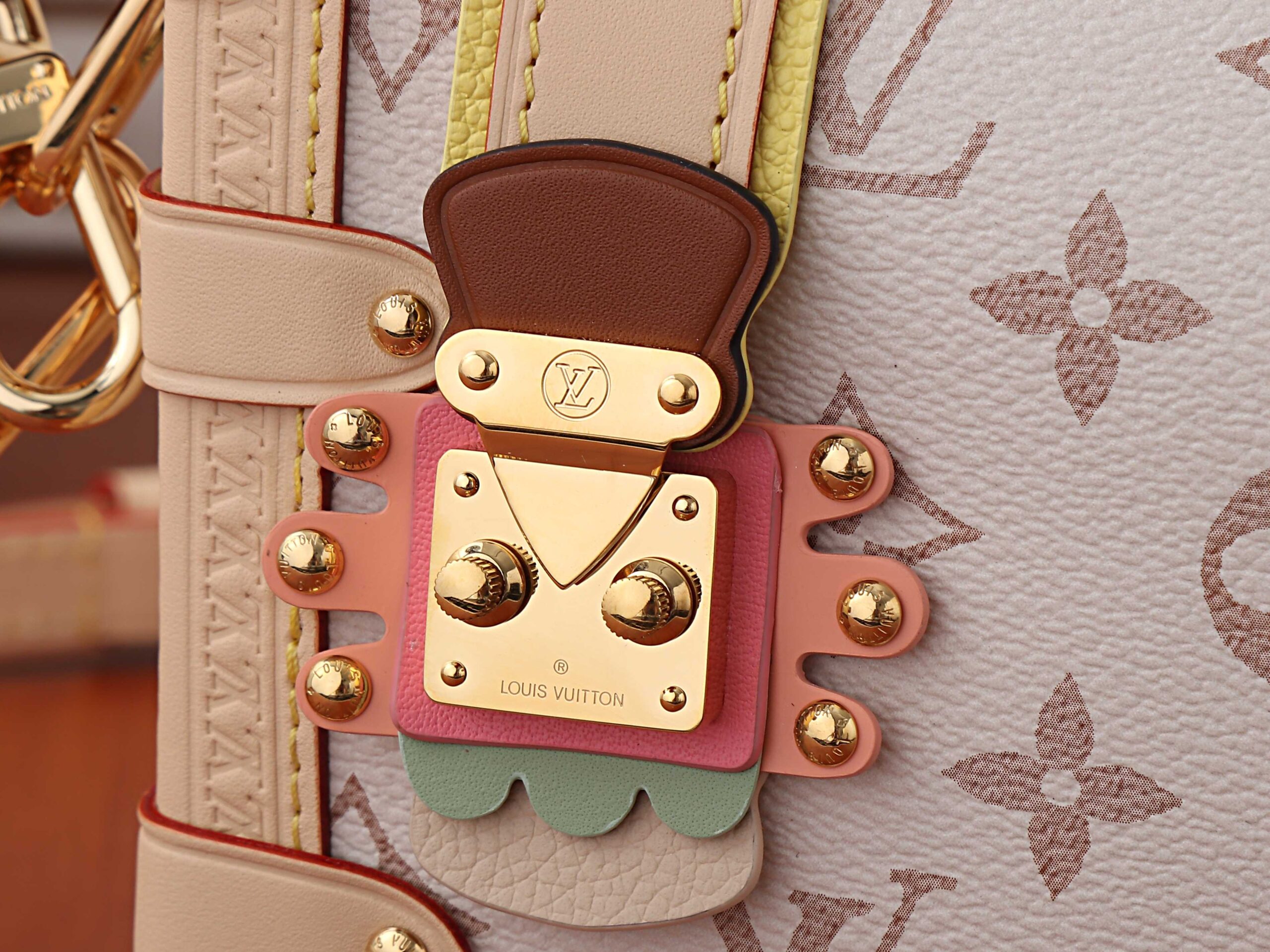 Side Trunk Medium Handbag in Monogram Dune - Image 4