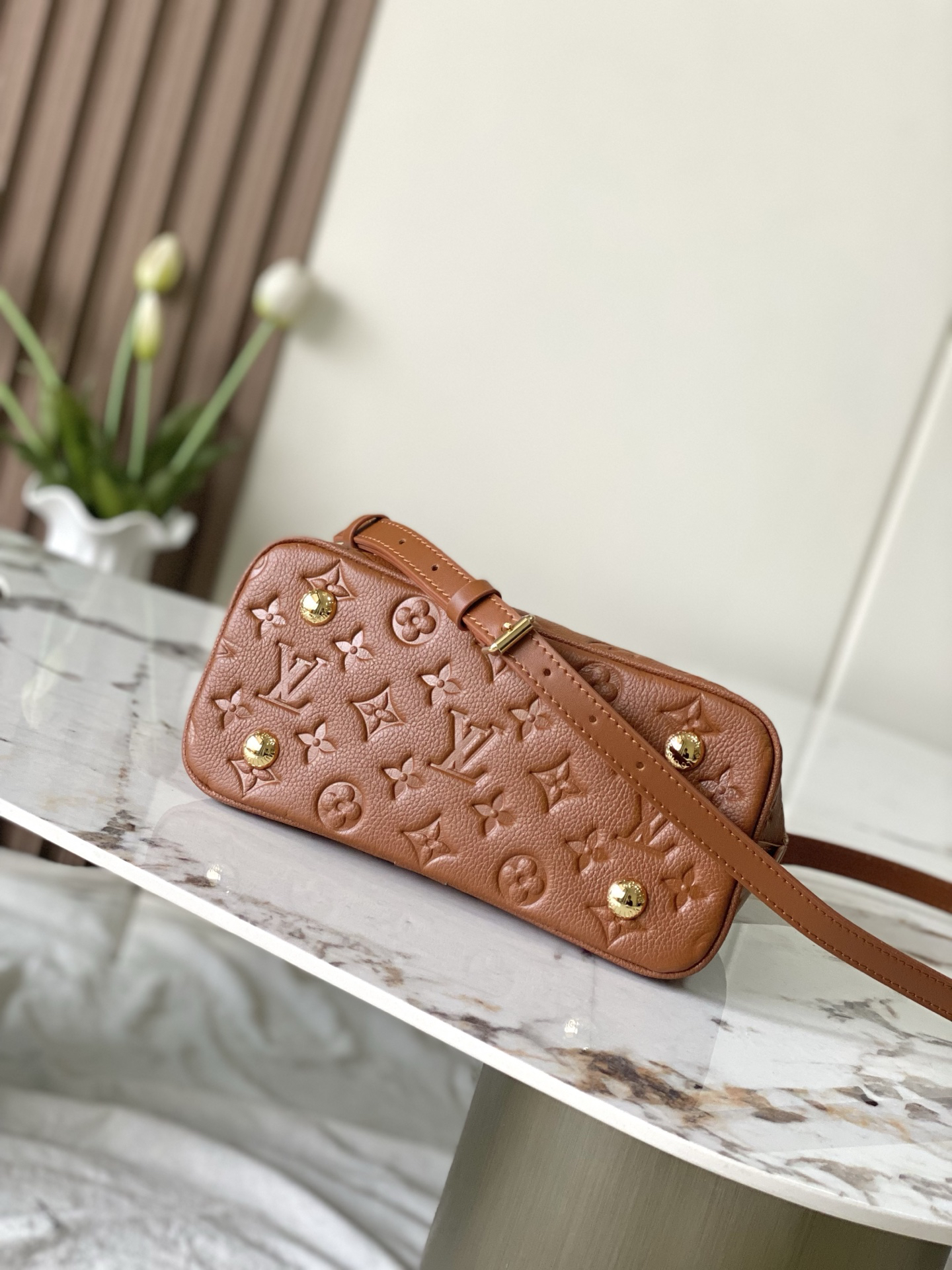 Louis Vuitton Alma BB Handbag in Brown Monogram Empreinte Leather - Image 4