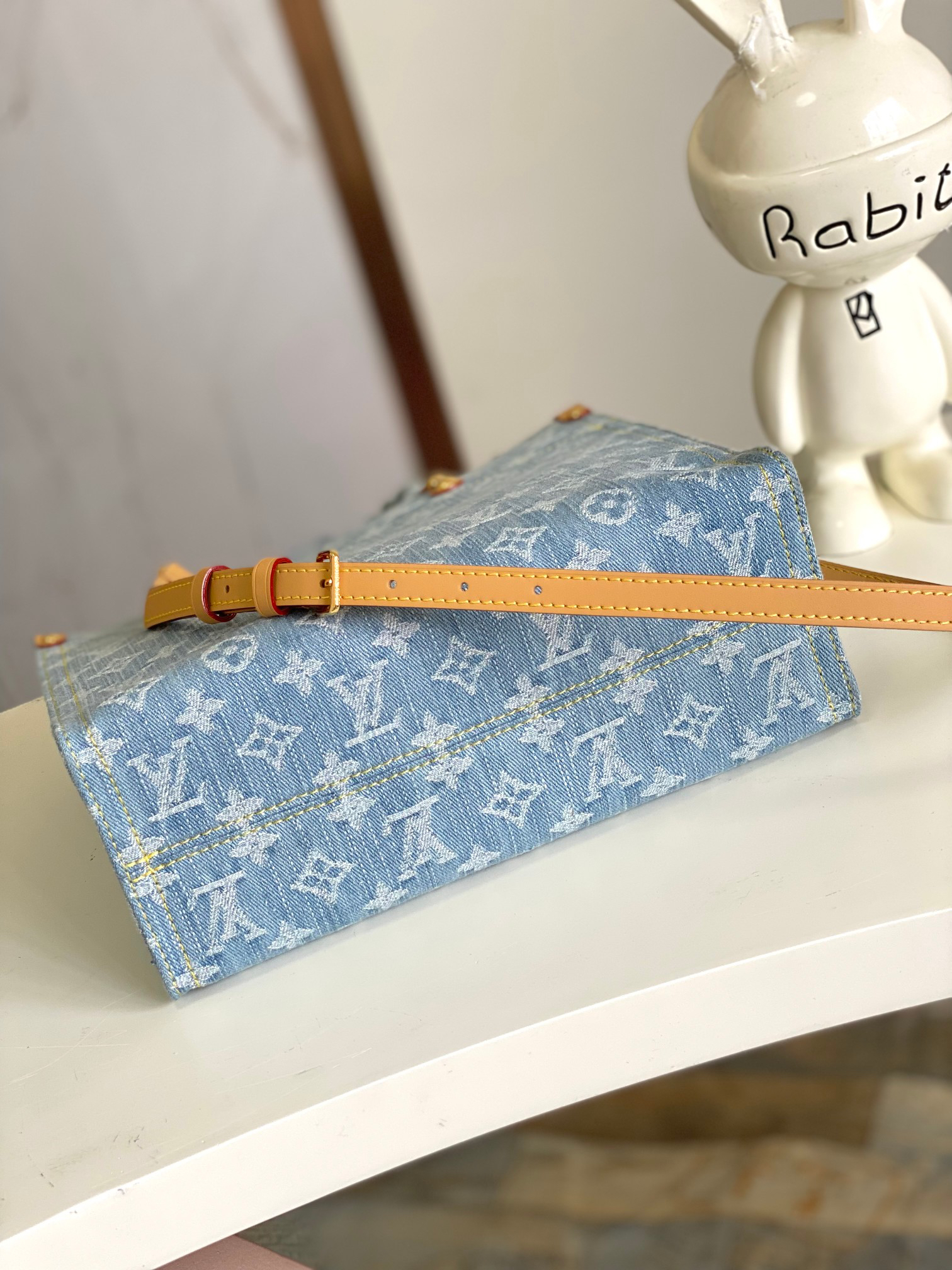 Louis Vuitton OnTheGo Mini Crossbody Bag in Light Blue Denim - Image 4