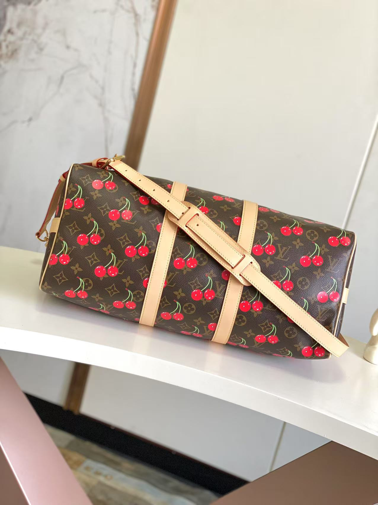 Louis Vuitton Keepall Bandoulière 45 Travel Bag – Cherry Monogram - Image 4
