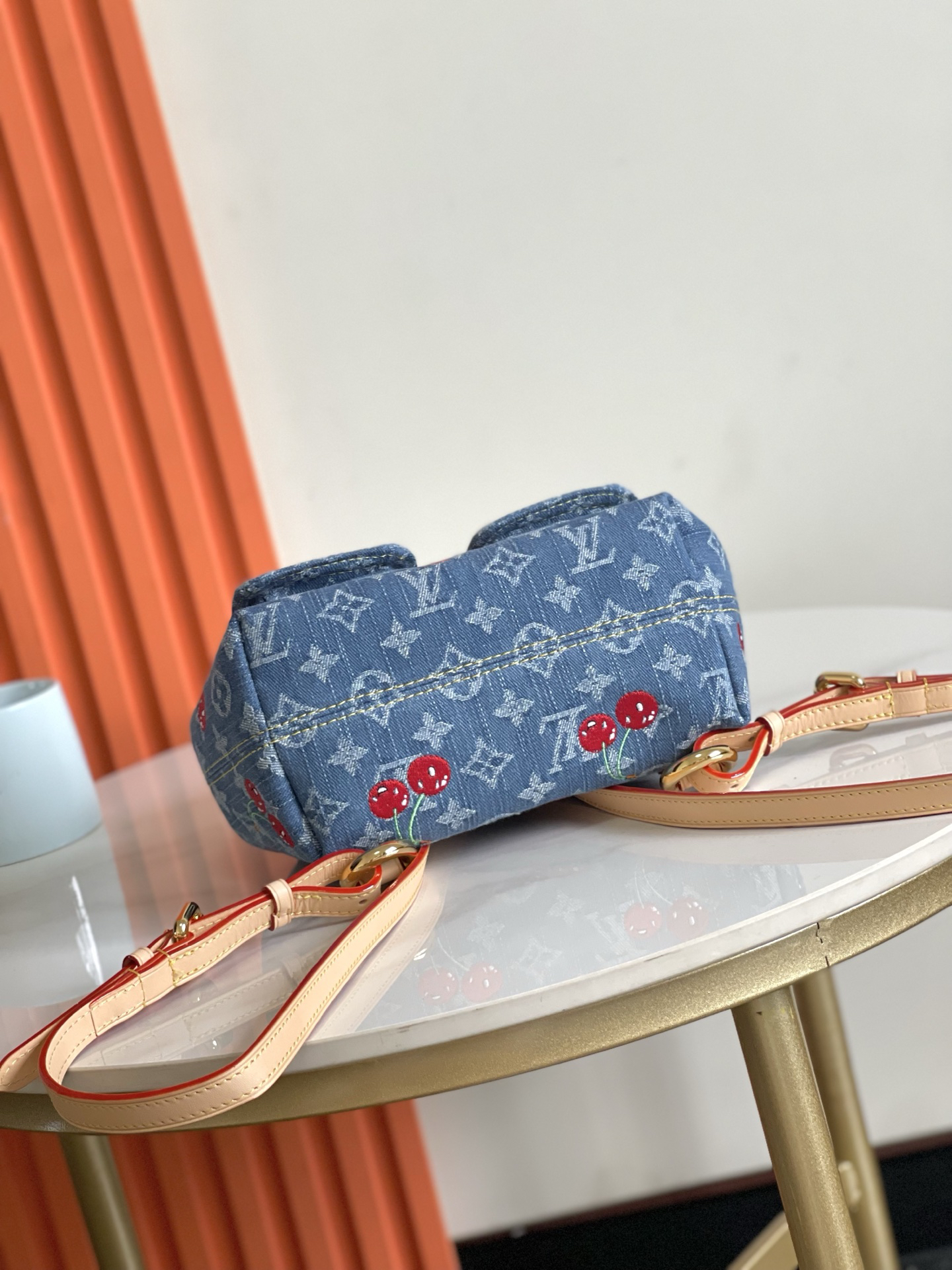 Louis Vuitton x Takashi Murakami Venice Double Shoulder Bag in Monogram Denim - Image 4