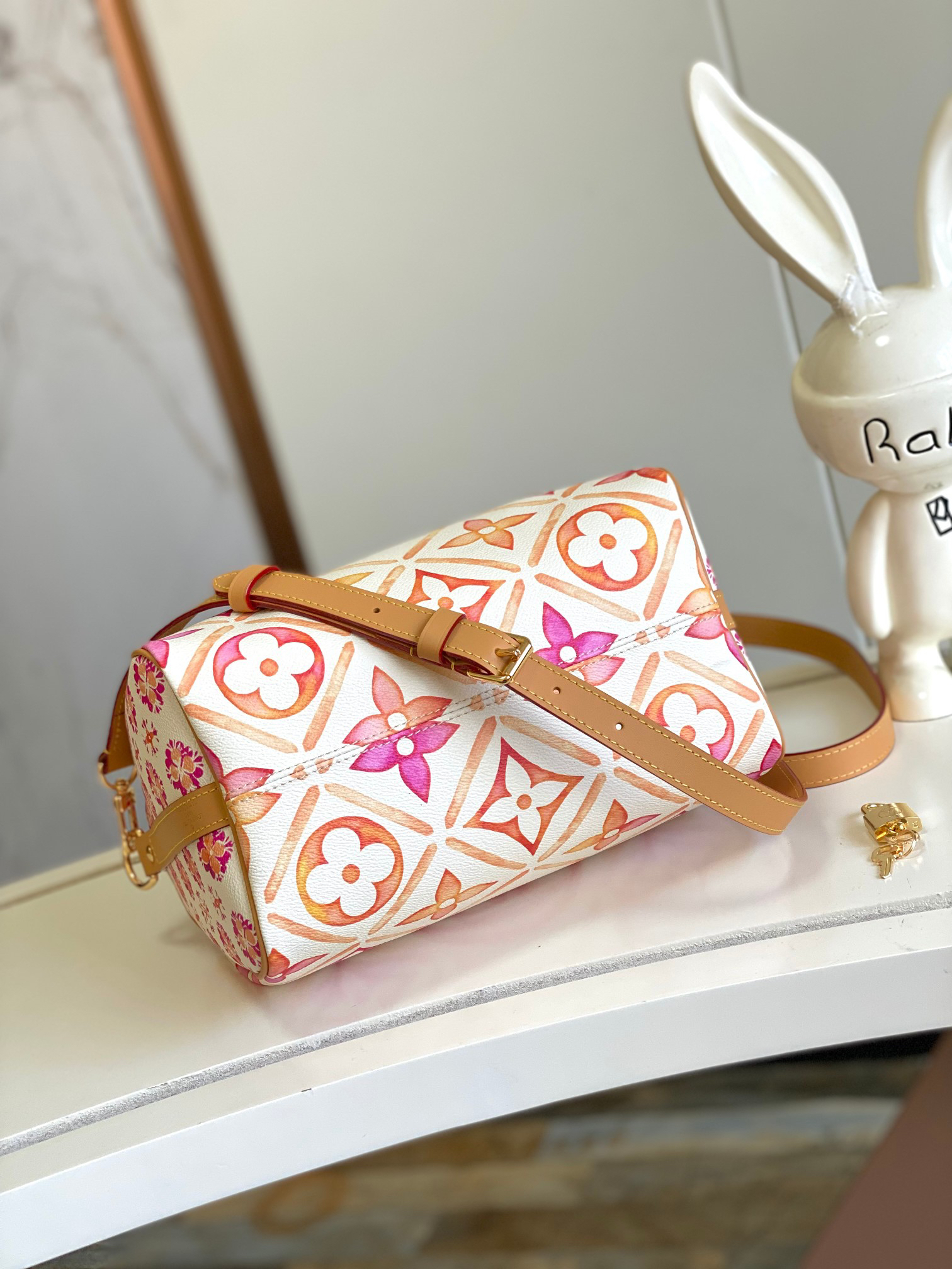 Louis Vuitton Speedy Bandoulière 25 Shoulder Bag in Pink Monogram Tiles Canvas - Image 4
