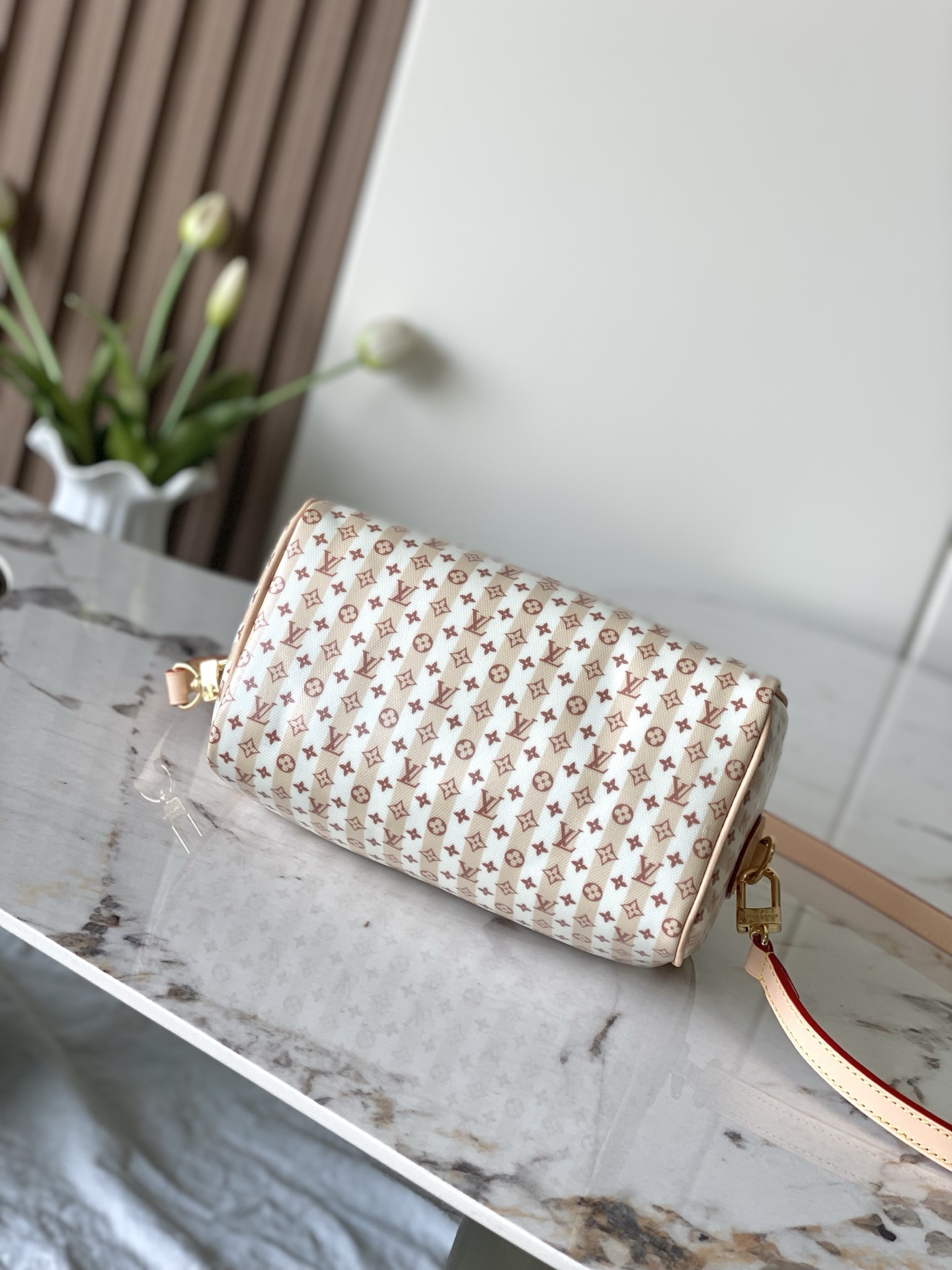 Speedy Bandoulière 20 Canvas Crossbody Bag in Beige - Image 4