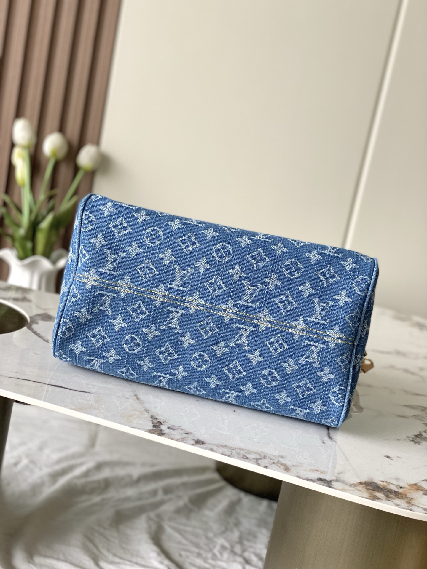 Louis Vuitton Speedy Bandoulière 30 Denim Handbag - Image 4