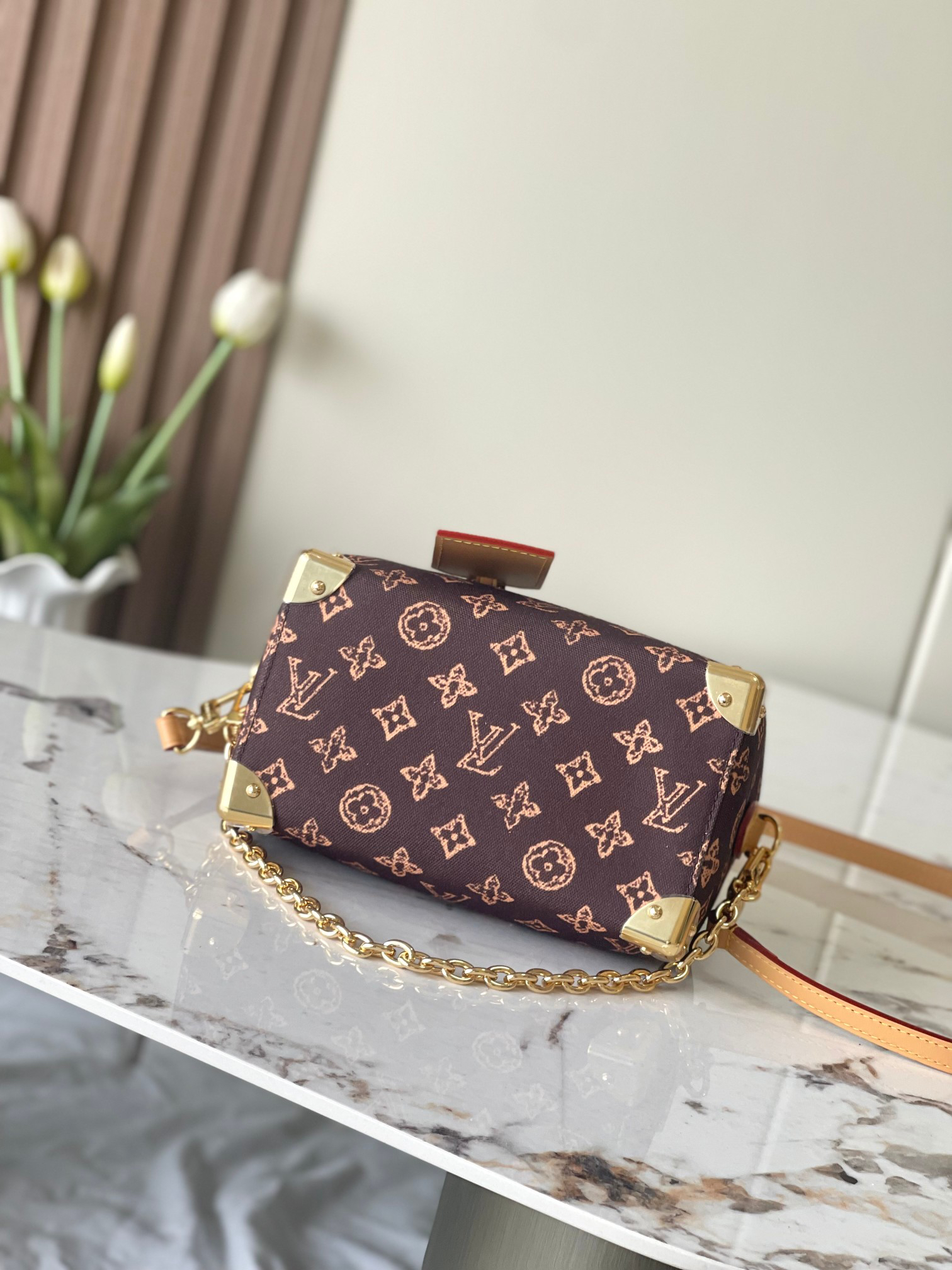 Louis Vuitton Speedy Trunk 20 Monogram Origine Canvas Crossbody Bag - Image 4