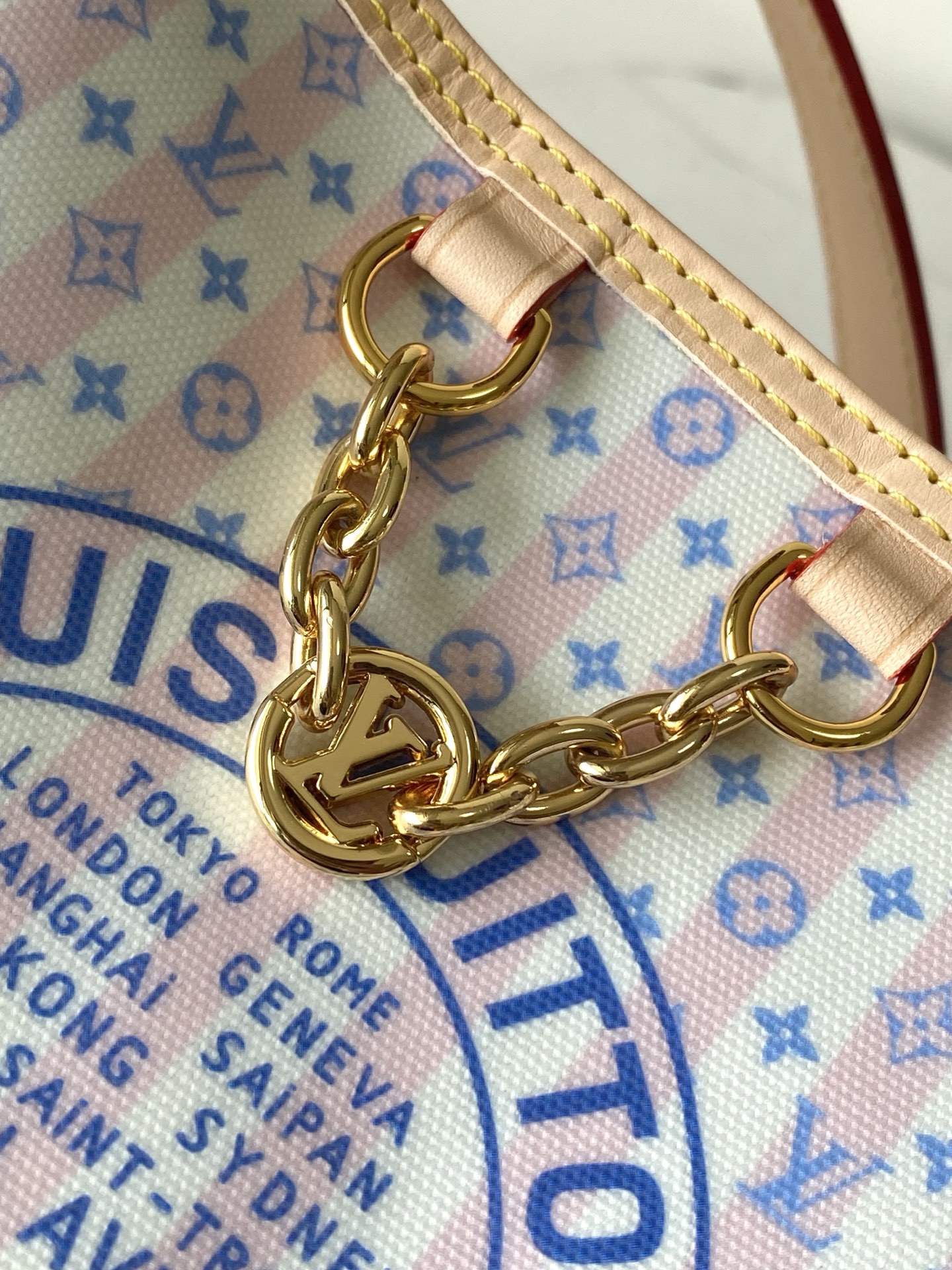 Louis Vuitton All In BB Pink Striped Monogram Bucket Bag - Image 4