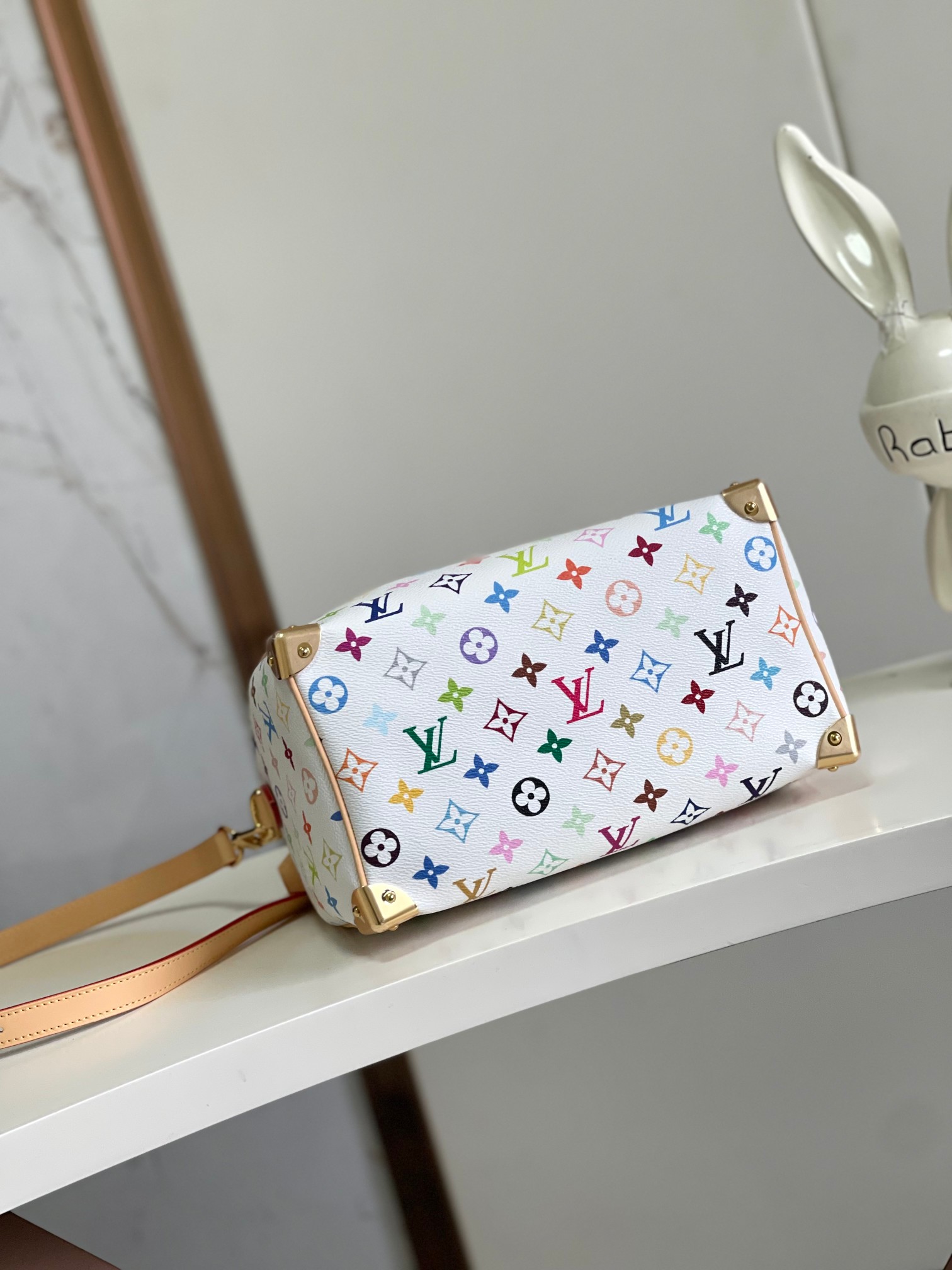 Louis Vuitton x Takashi Murakami Speedy Bandouliere 25 Handbag in White Multicolor Monogram - Image 4