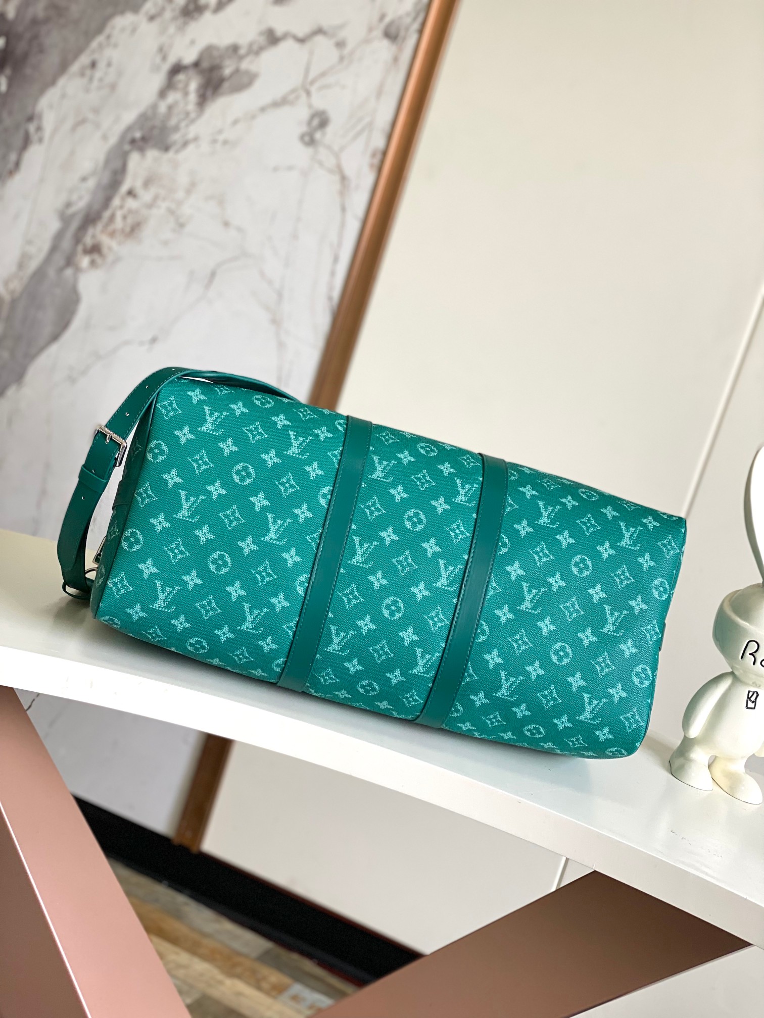 Louis Vuitton Keepall 50 Travel Bag in Green Patterned Cowhide - Image 4