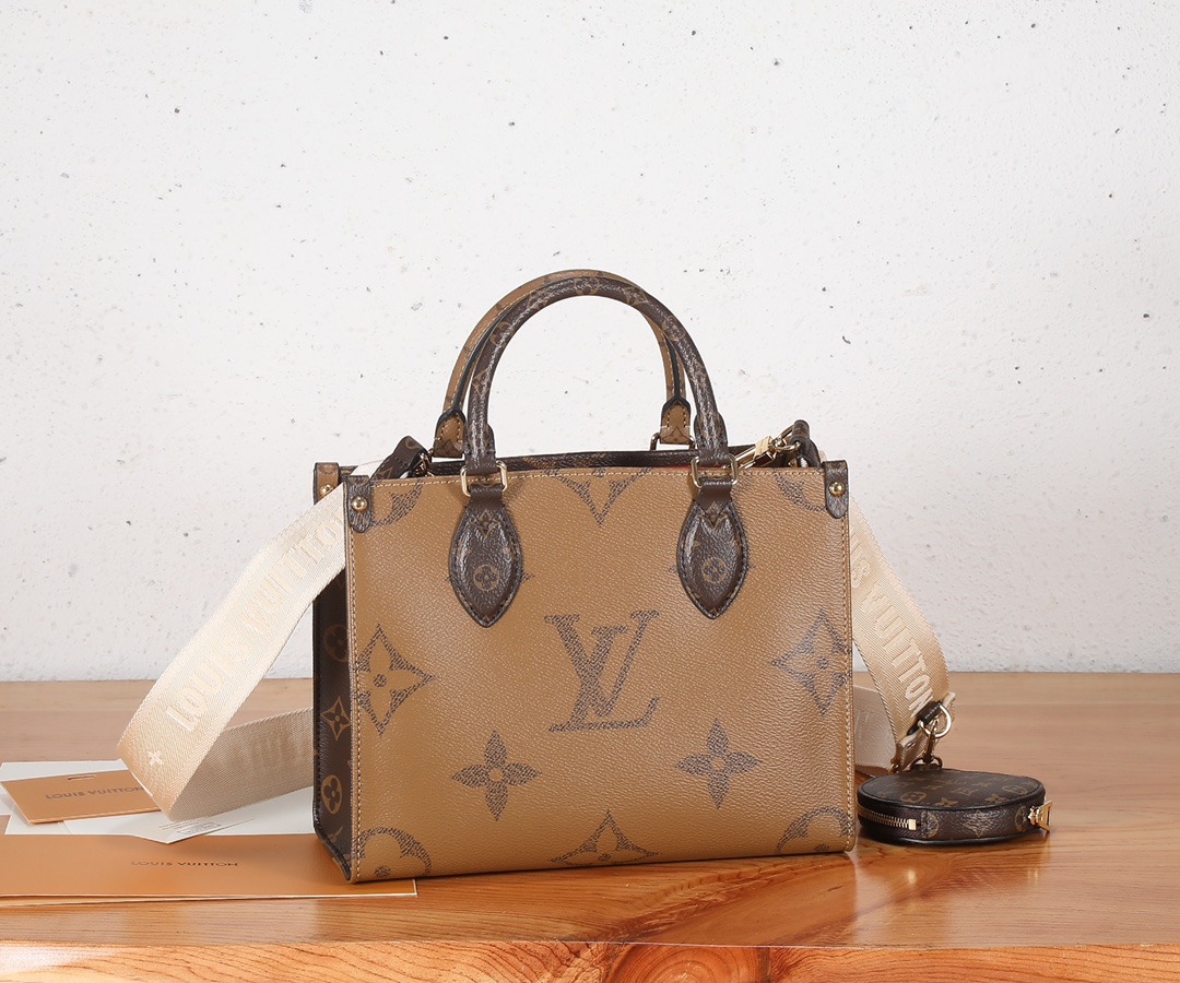 Louis Vuitton OnTheGo Small Handbag in Monogram and Monogram Reverse Canvas - Image 4