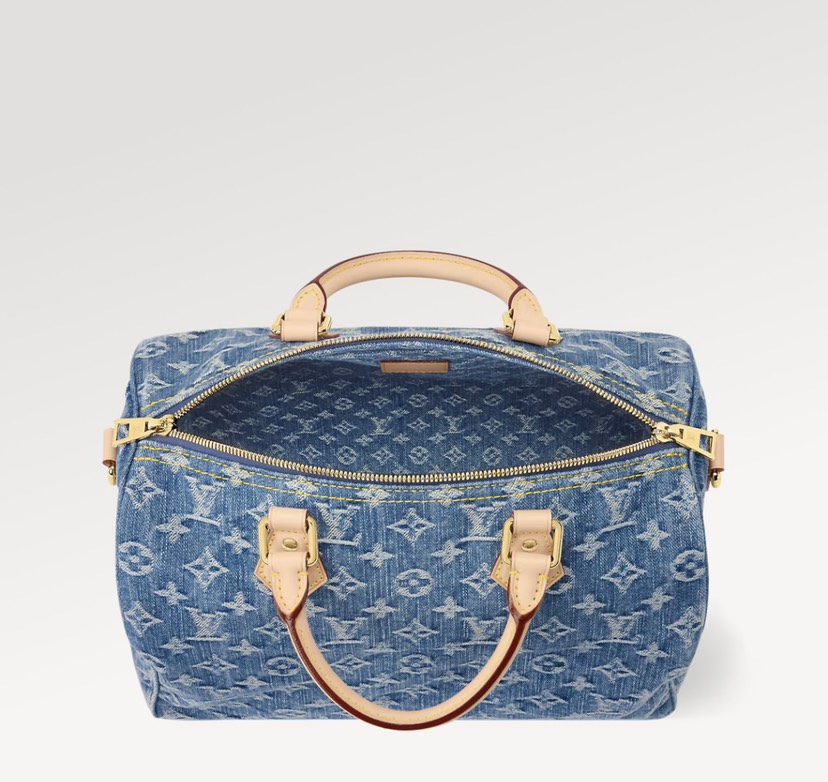 Louis Vuitton Speedy Soft 30 Denim Handbag - Image 4