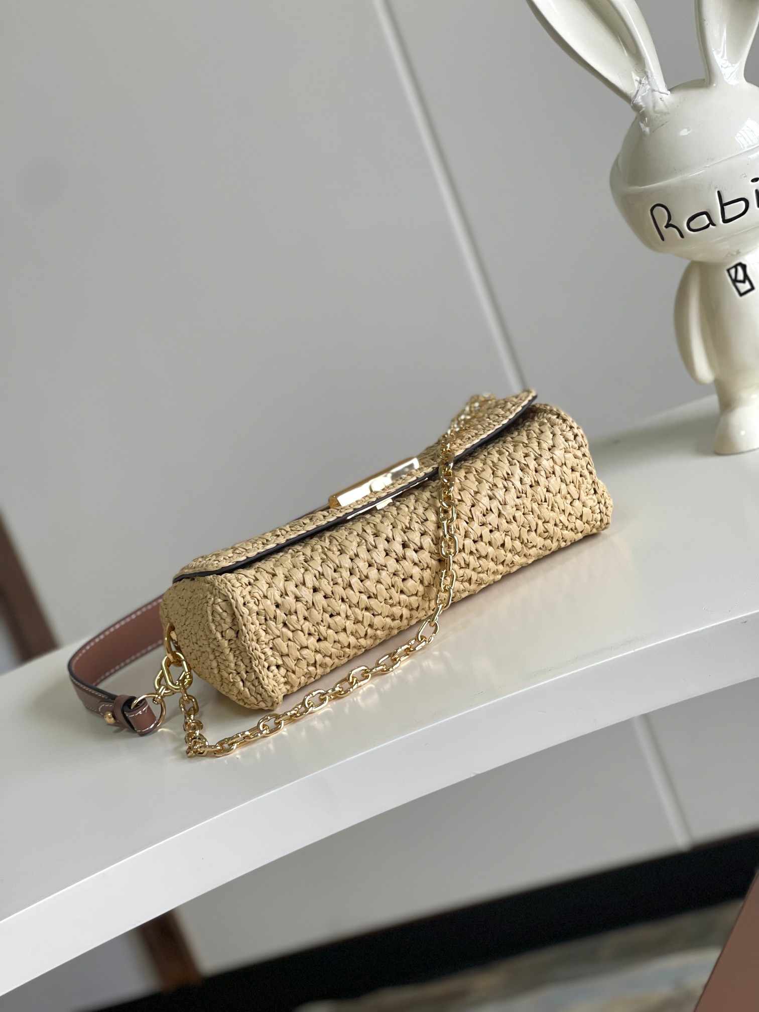Louis Vuitton Twist Raffia Woven Flap Shoulder Bag - Brown - Image 4