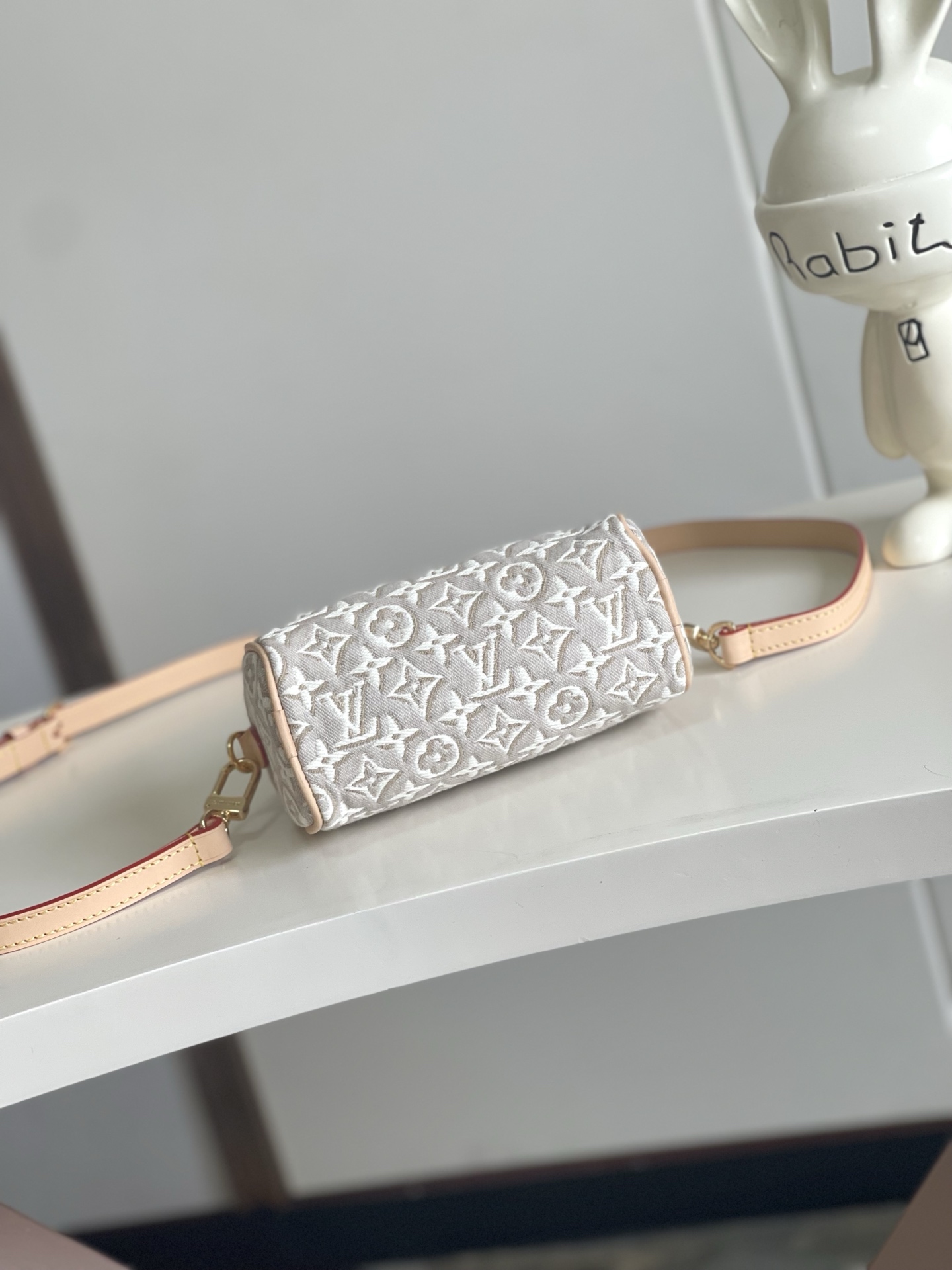 Louis Vuitton Nano Speedy Handbag in White Monogram Emblème Canvas - Image 4